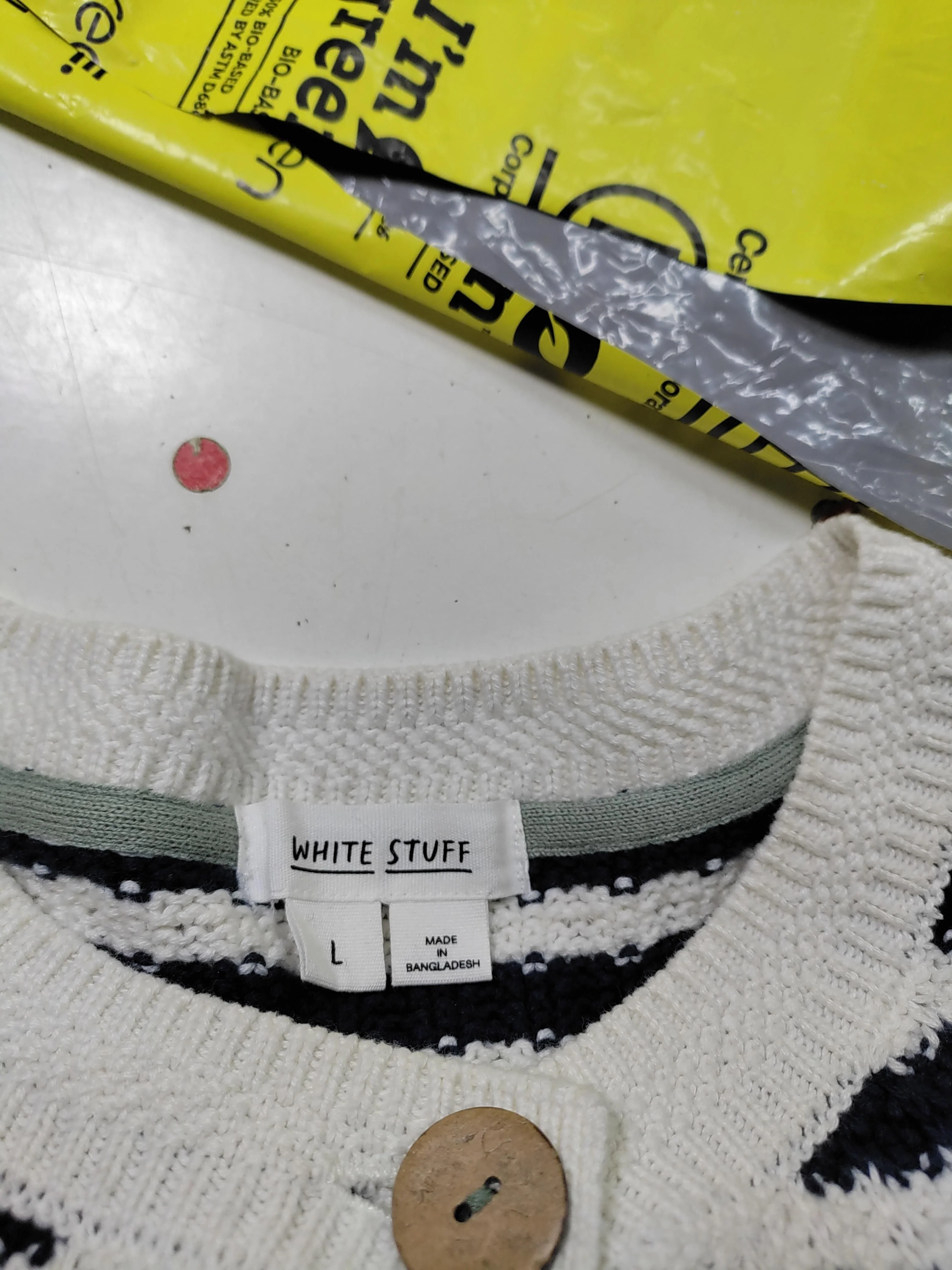 White Stuff Women's Cardigan L Multi Striped 100% Cotton Round Neck Cardigan - Image 5
