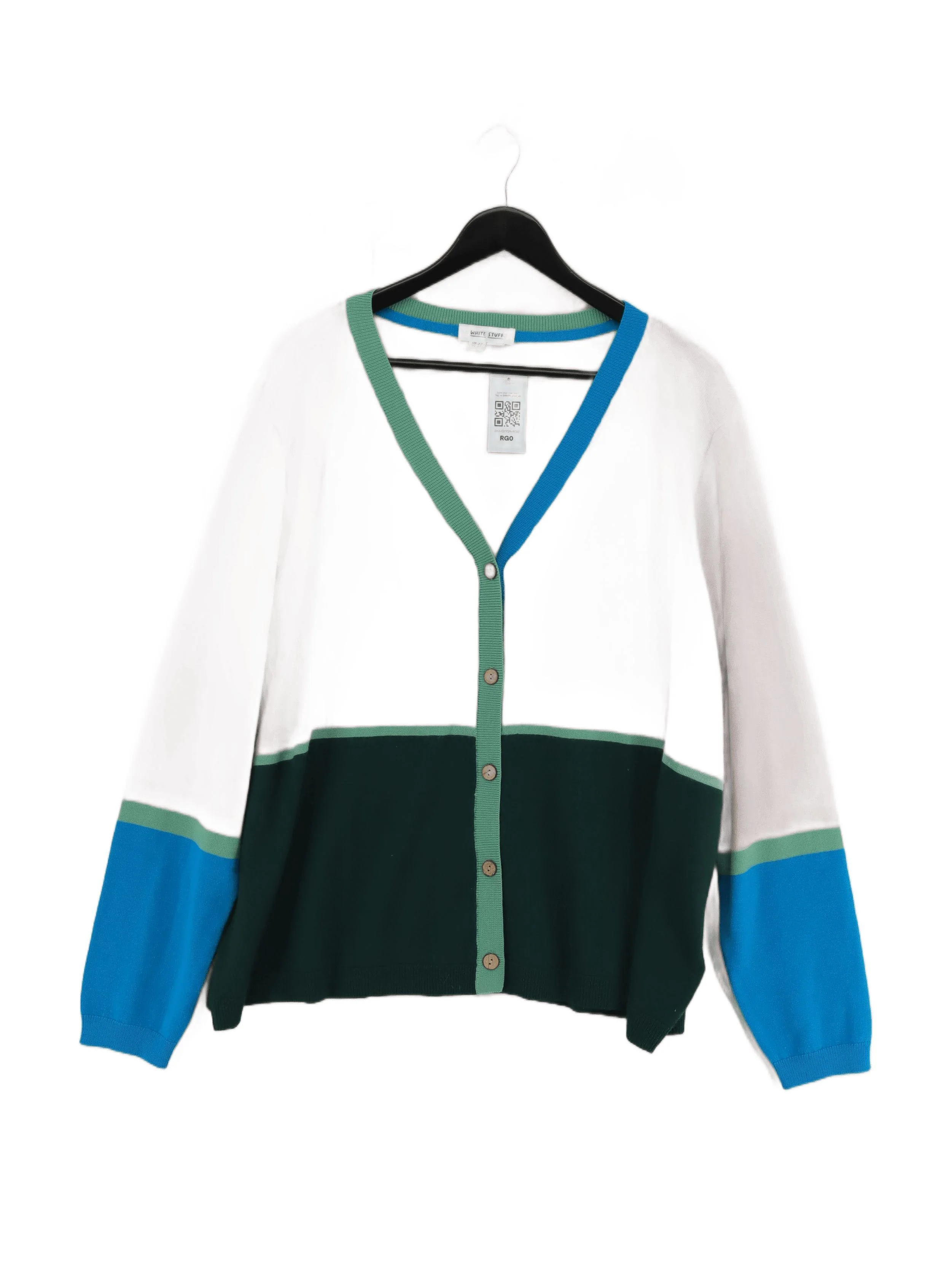 White Stuff Women's Cardigan M Multi 100% Wool V-Neck Cardigan