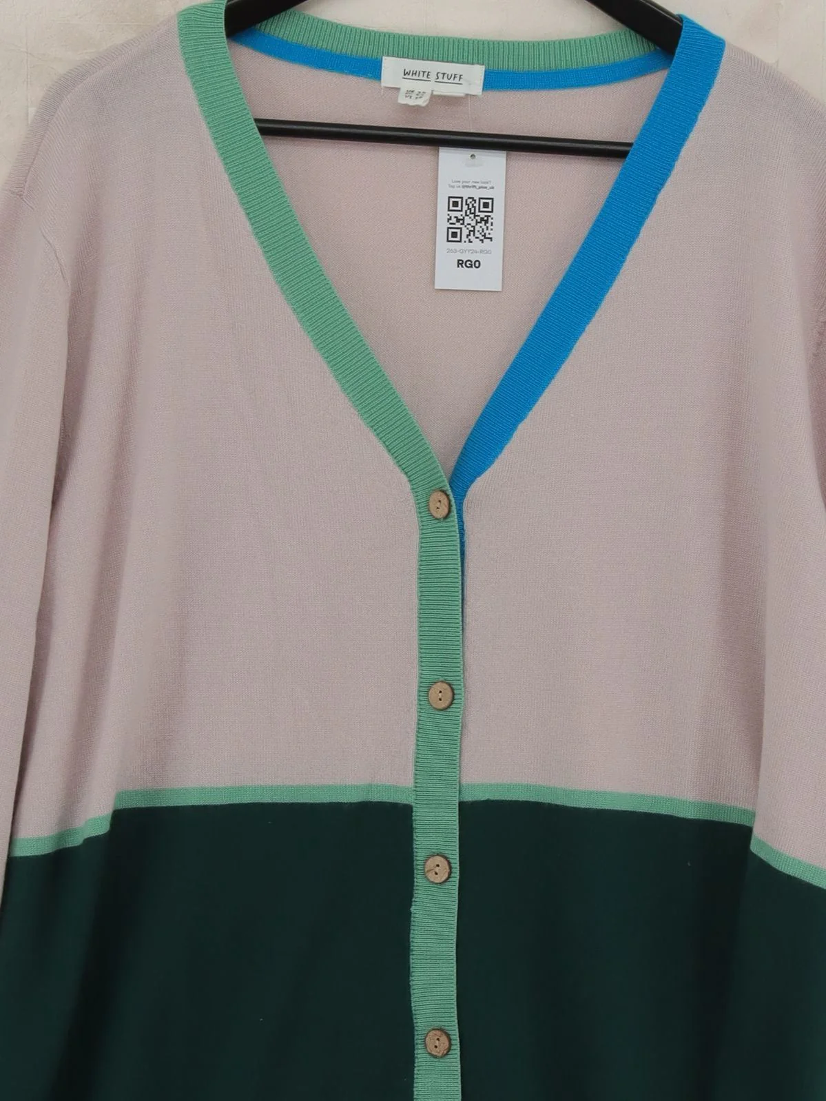 White Stuff Women's Cardigan M Multi 100% Wool V-Neck Cardigan - Image 3
