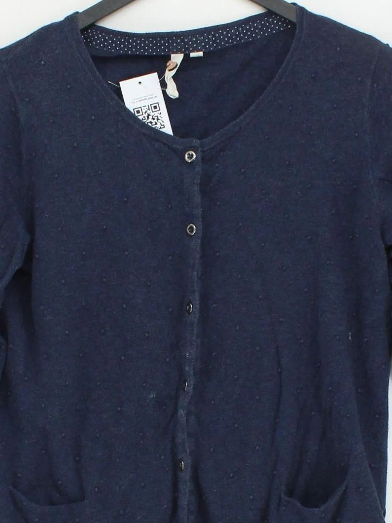 White Stuff Women's Cardigan S Blue 100% Cotton Round Neck Cardigan - Image 3