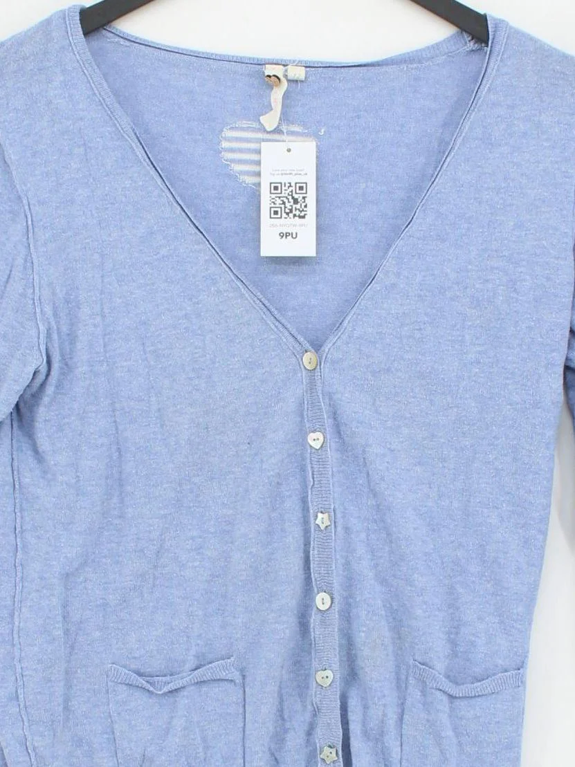 White Stuff Women's Cardigan S Blue 100% Cotton V-Neck Cardigan - Image 3