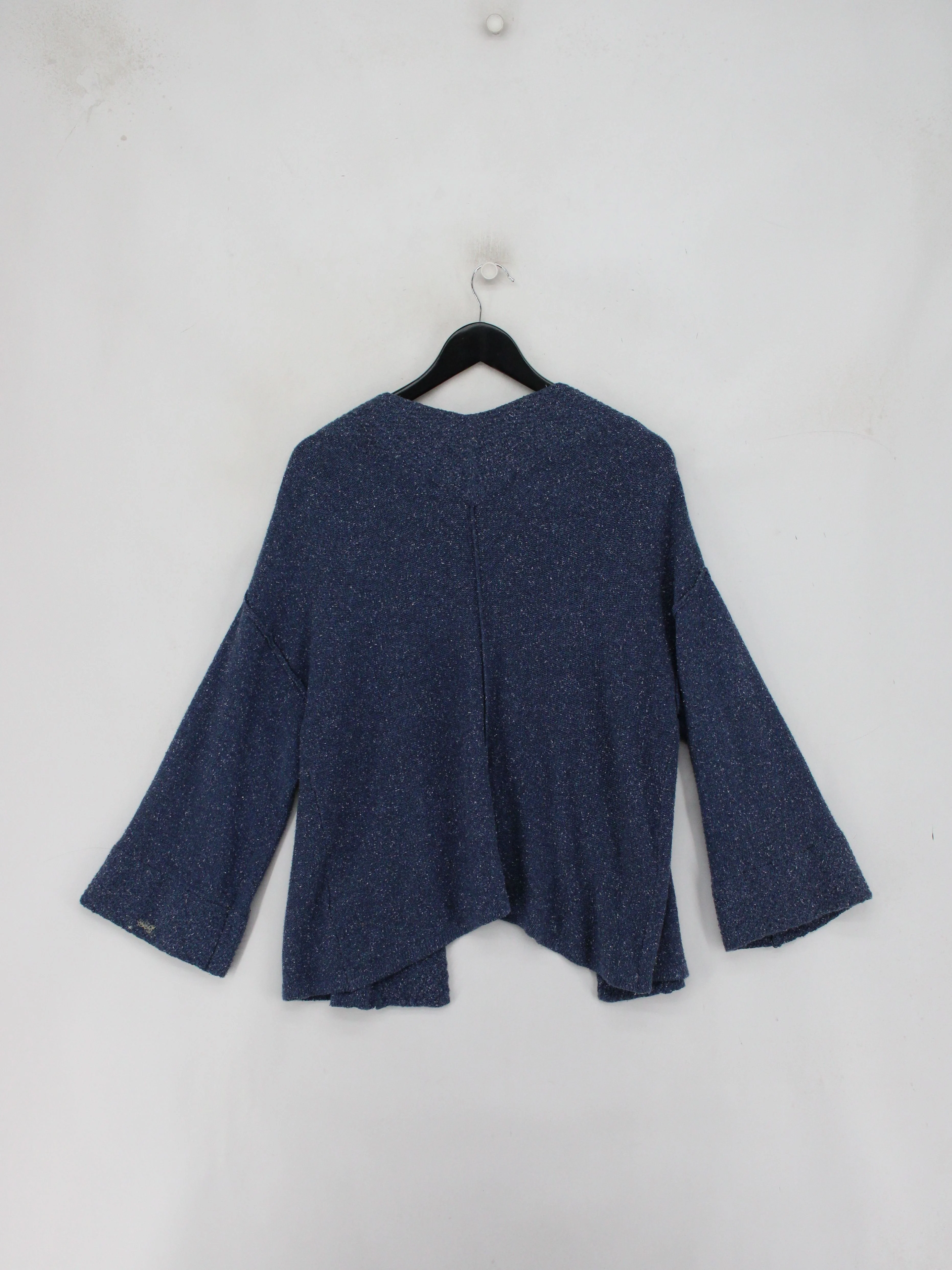 White Stuff Women's Cardigan S Blue Cotton with Silk V-Neck Cardigan - Image 2