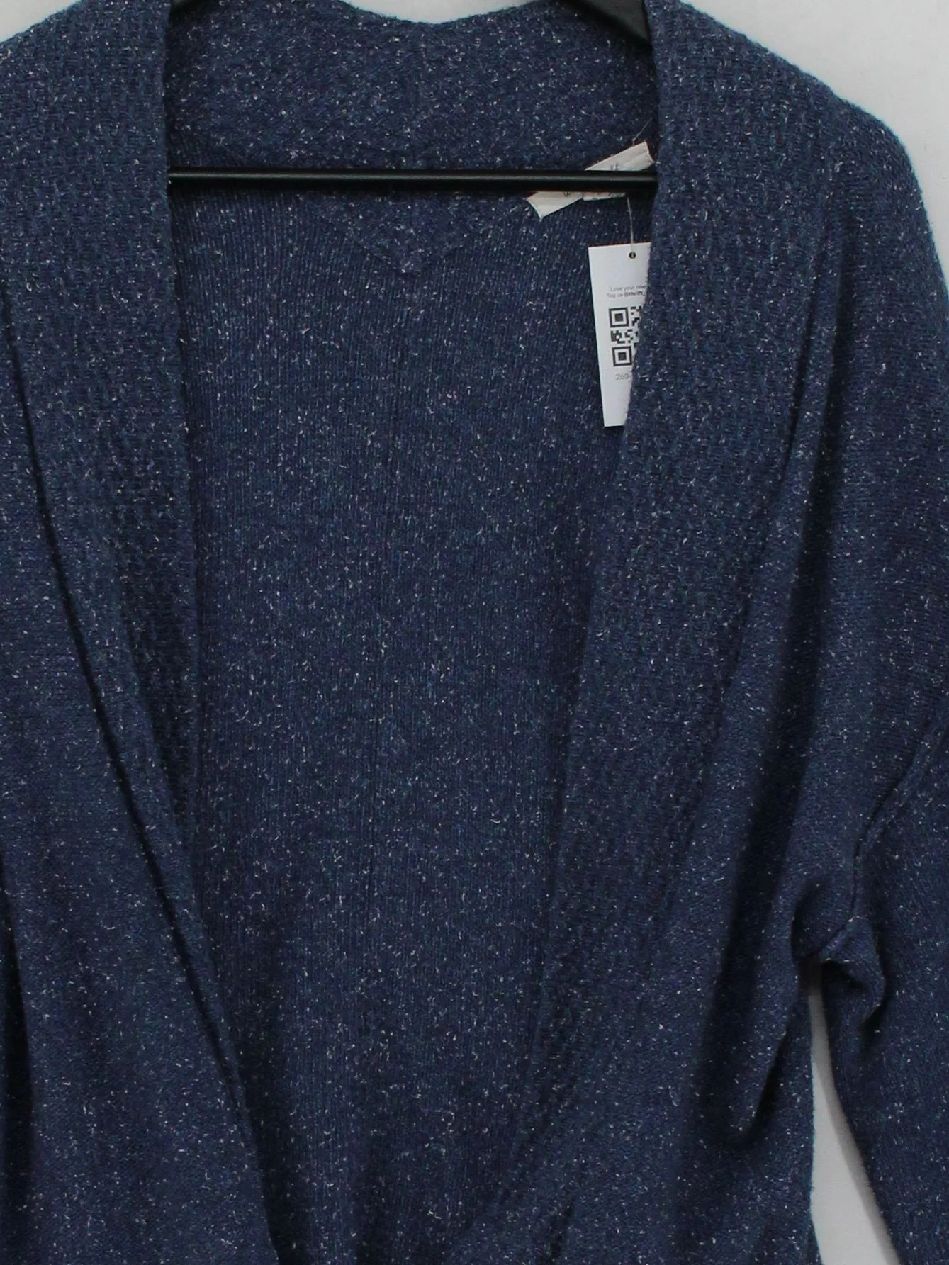 White Stuff Women's Cardigan S Blue Cotton with Silk V-Neck Cardigan - Image 3