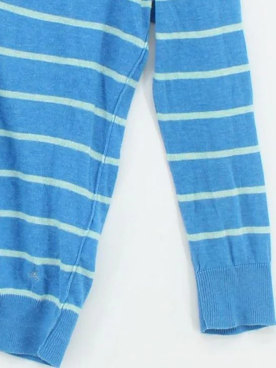 White Stuff Women's Cardigan UK 10 Blue Striped 100% Cotton V-Neck Cardigan - Image 4