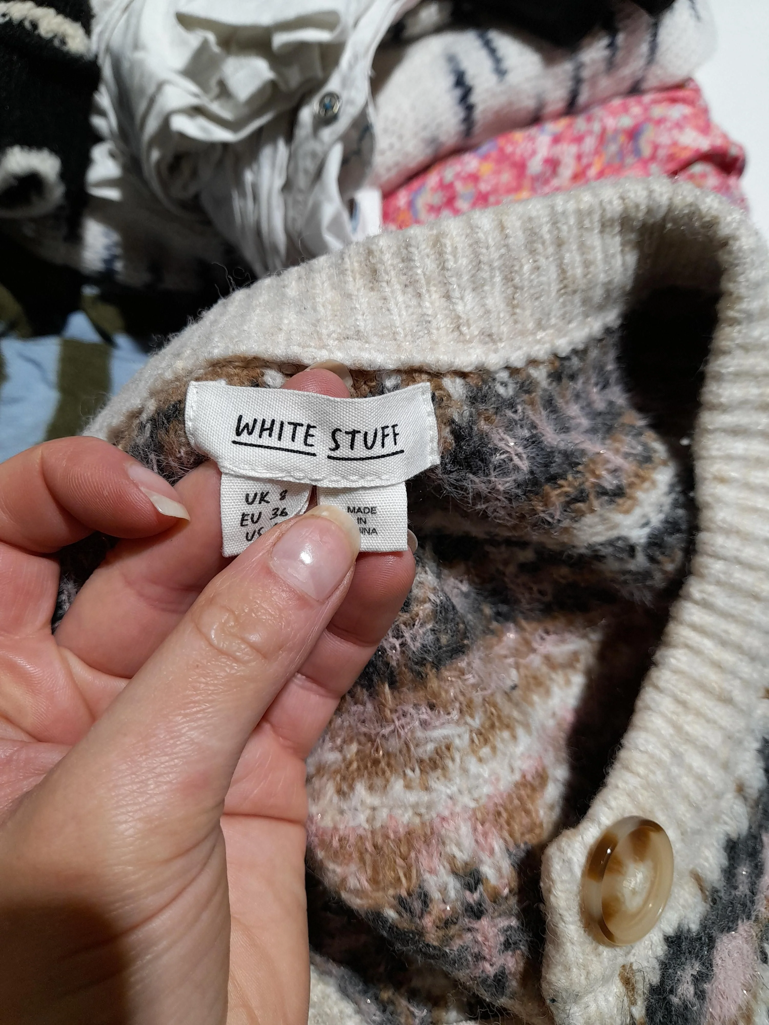 White Stuff Women's Cardigan UK 10 Cream Acrylic - Image 5