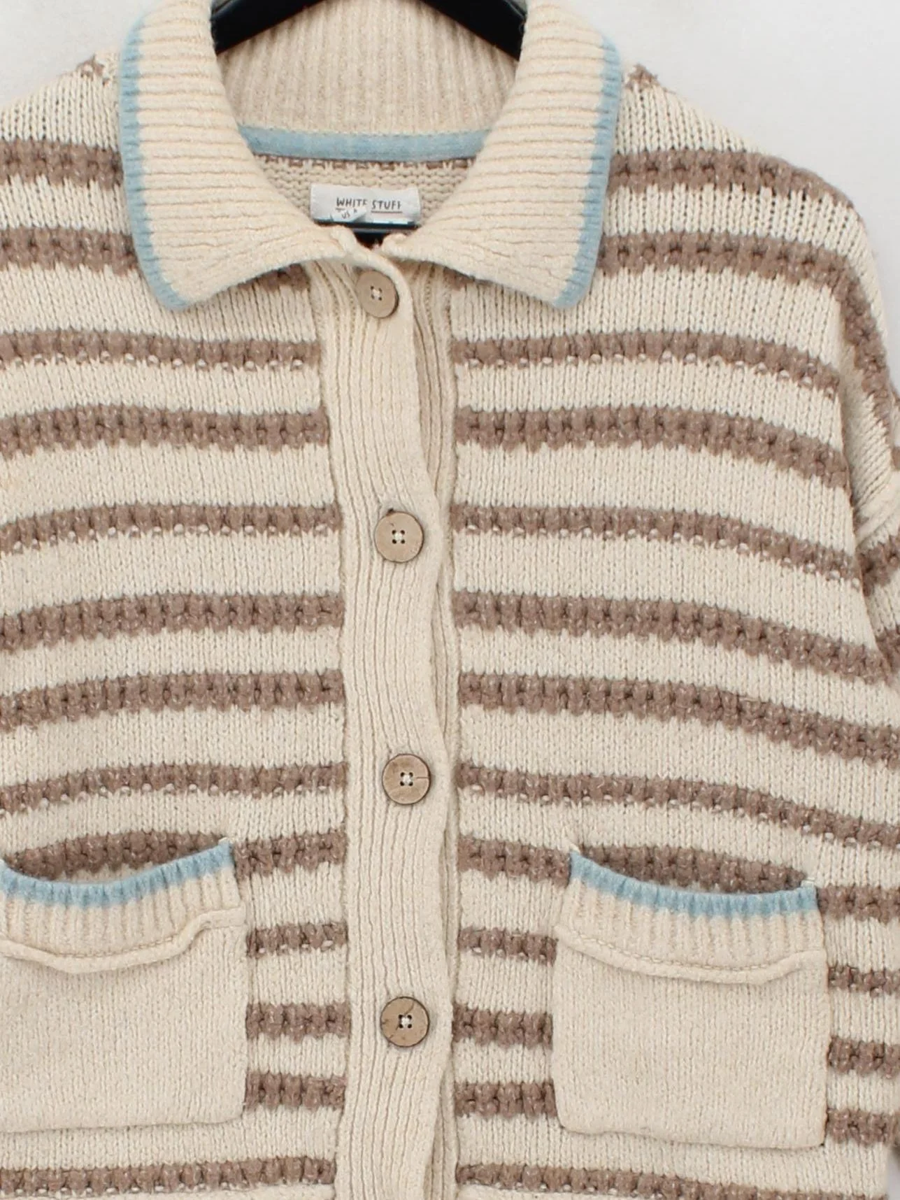 White Stuff Women's Cardigan UK 10 Cream Polyester with Wool, Acrylic Cardigan - Image 3