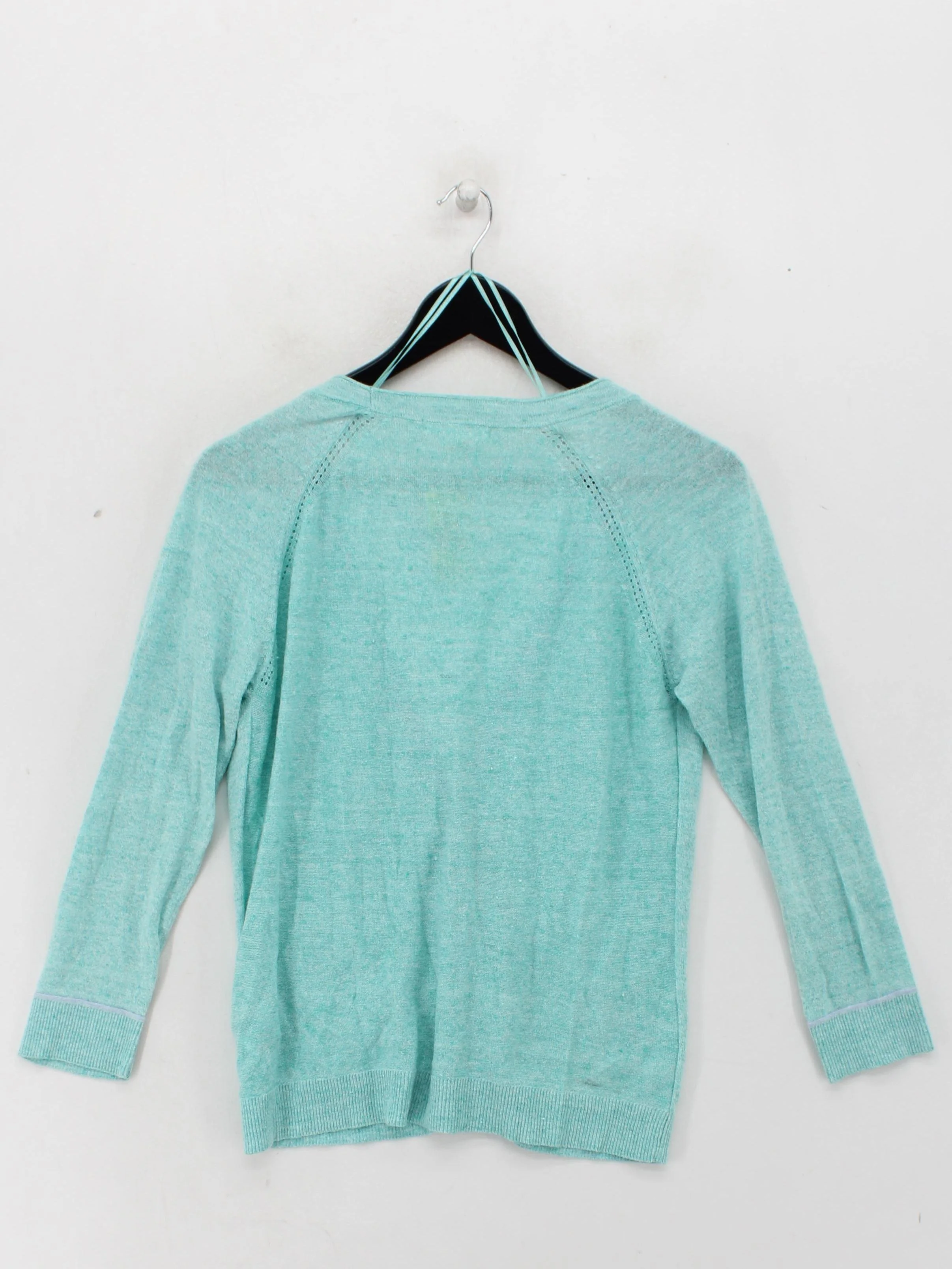 White Stuff Women's Cardigan UK 10 Green Linen with Cotton V-Neck Cardigan - Image 2