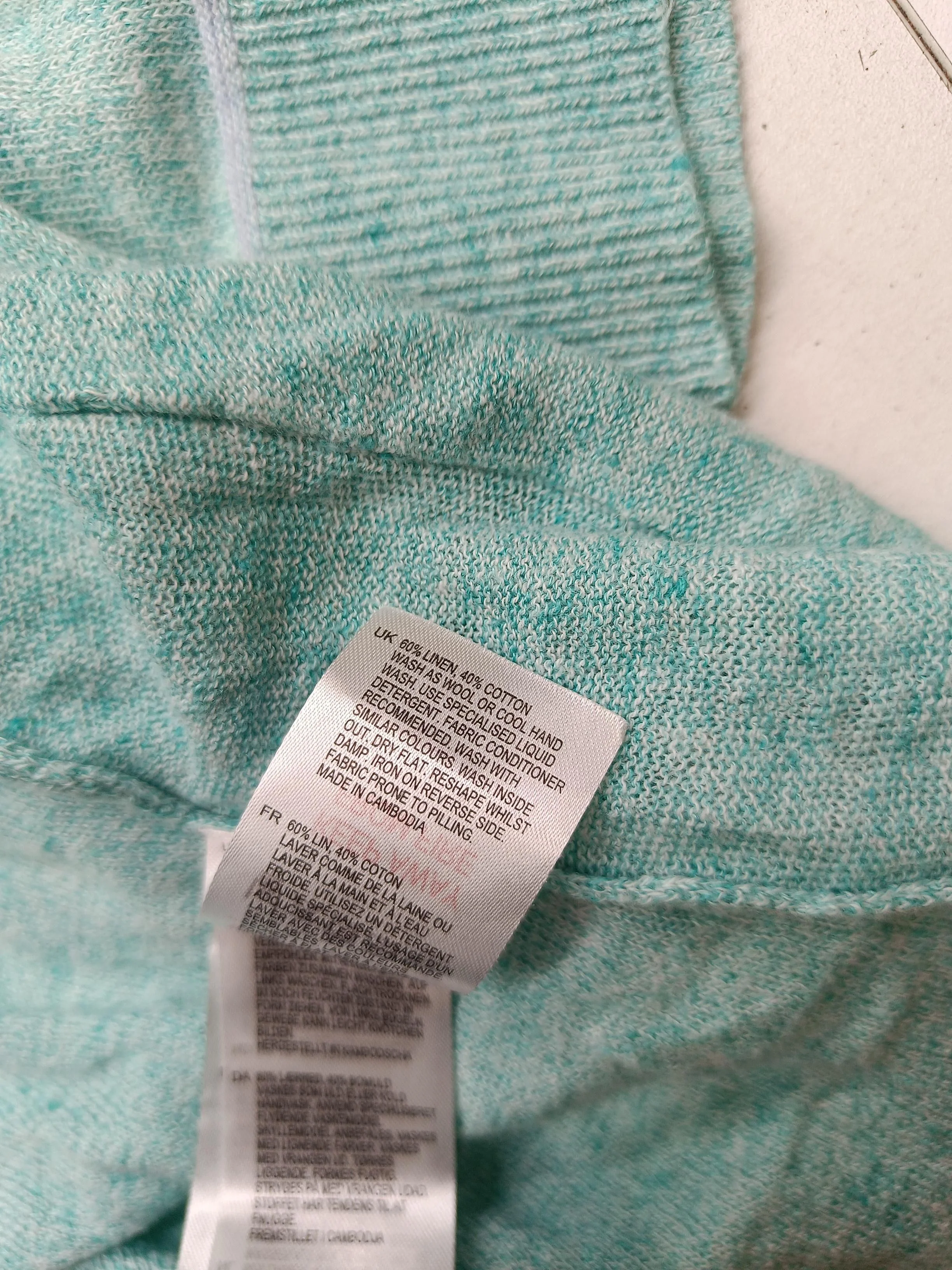 White Stuff Women's Cardigan UK 10 Green Linen with Cotton V-Neck Cardigan - Image 6