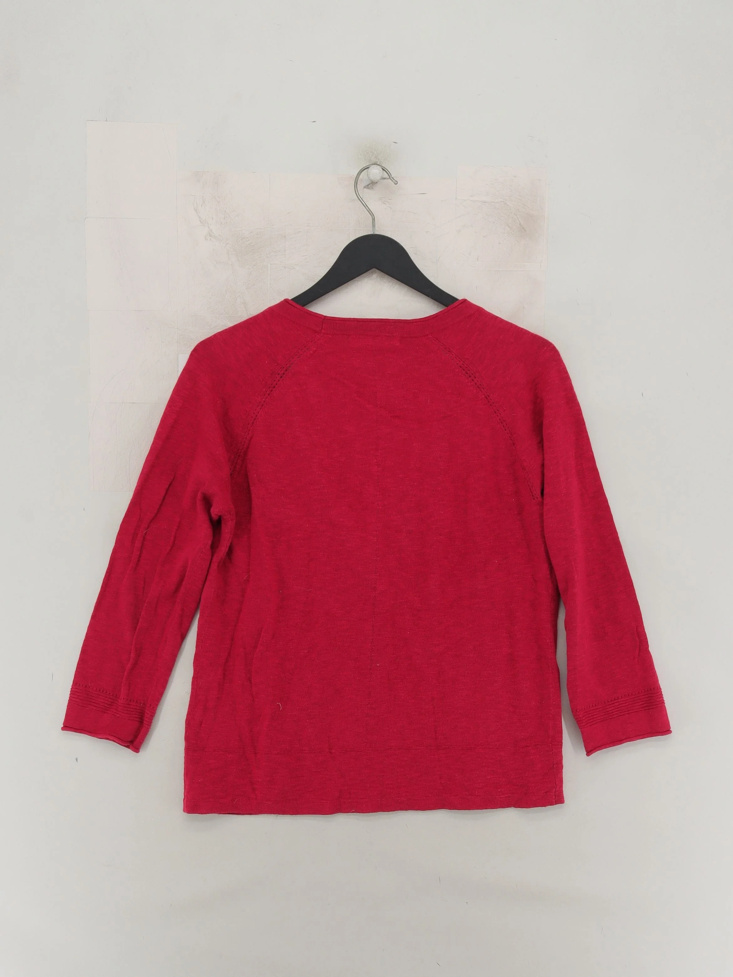 White Stuff Women's Cardigan UK 10 Red Cotton with Linen V-Neck Cardigan - Image 2