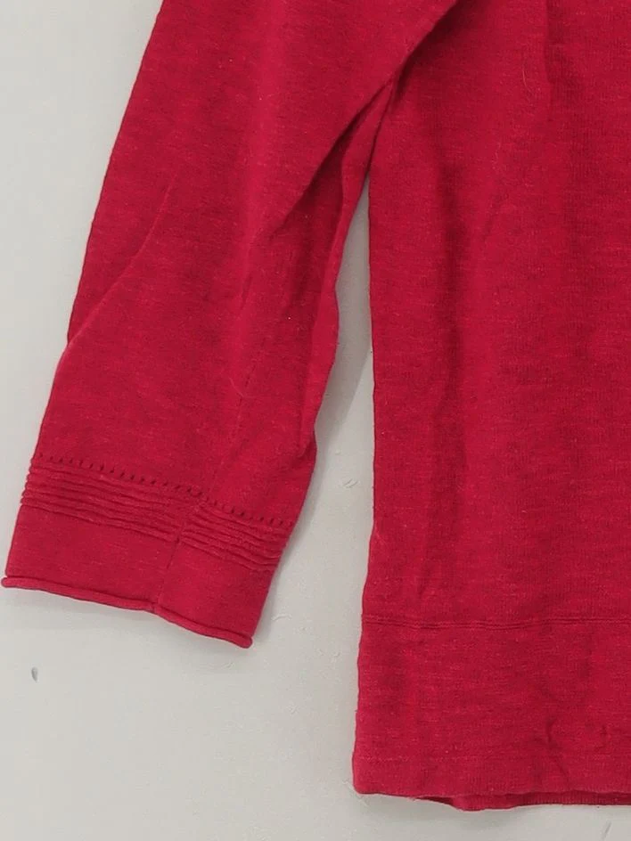 White Stuff Women's Cardigan UK 10 Red Cotton with Linen V-Neck Cardigan - Image 4