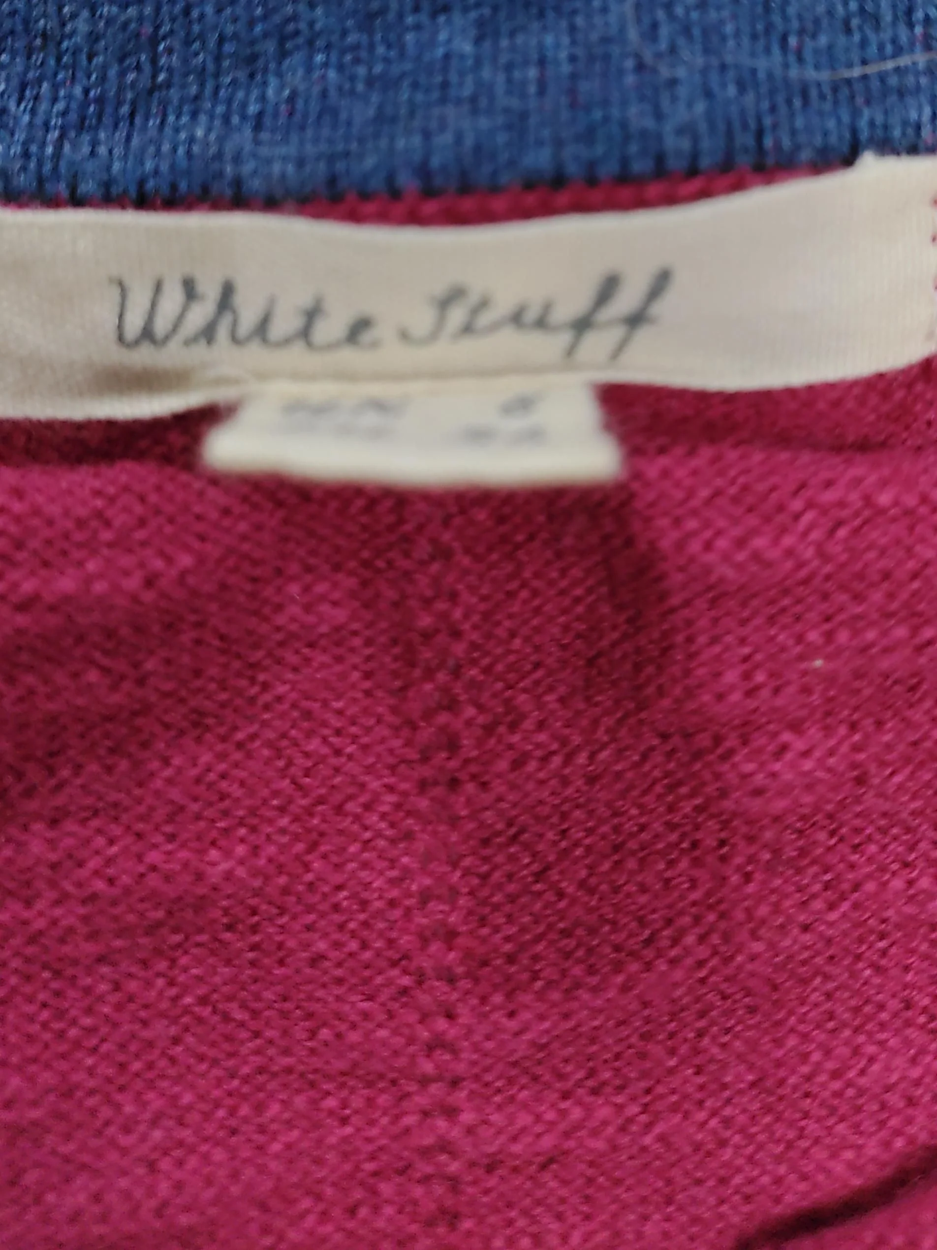 White Stuff Women's Cardigan UK 10 Red Cotton with Linen V-Neck Cardigan - Image 5