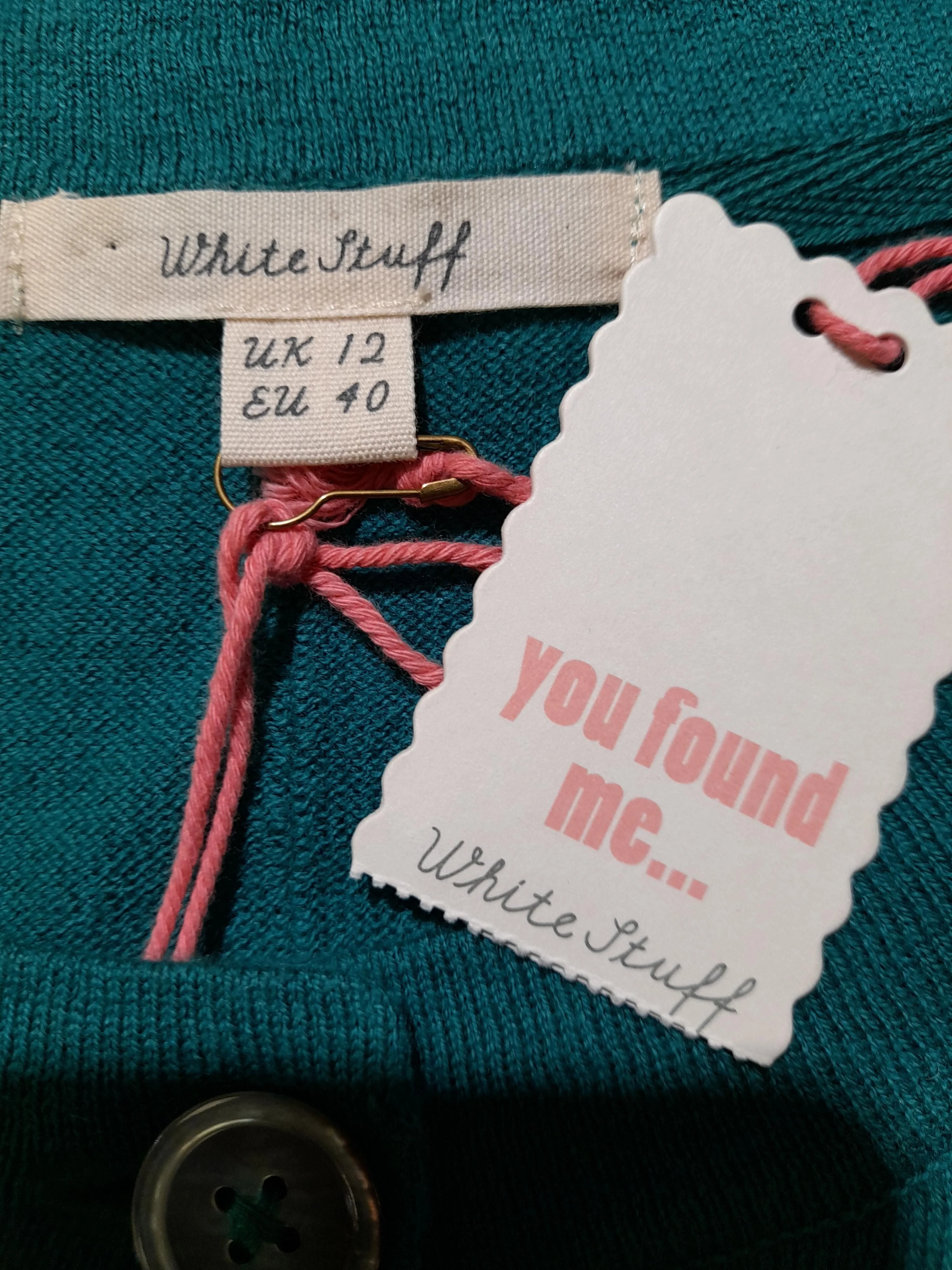 White Stuff Women's Cardigan UK 12 Green Wool with Cotton Cardigan New with tags - Image 5