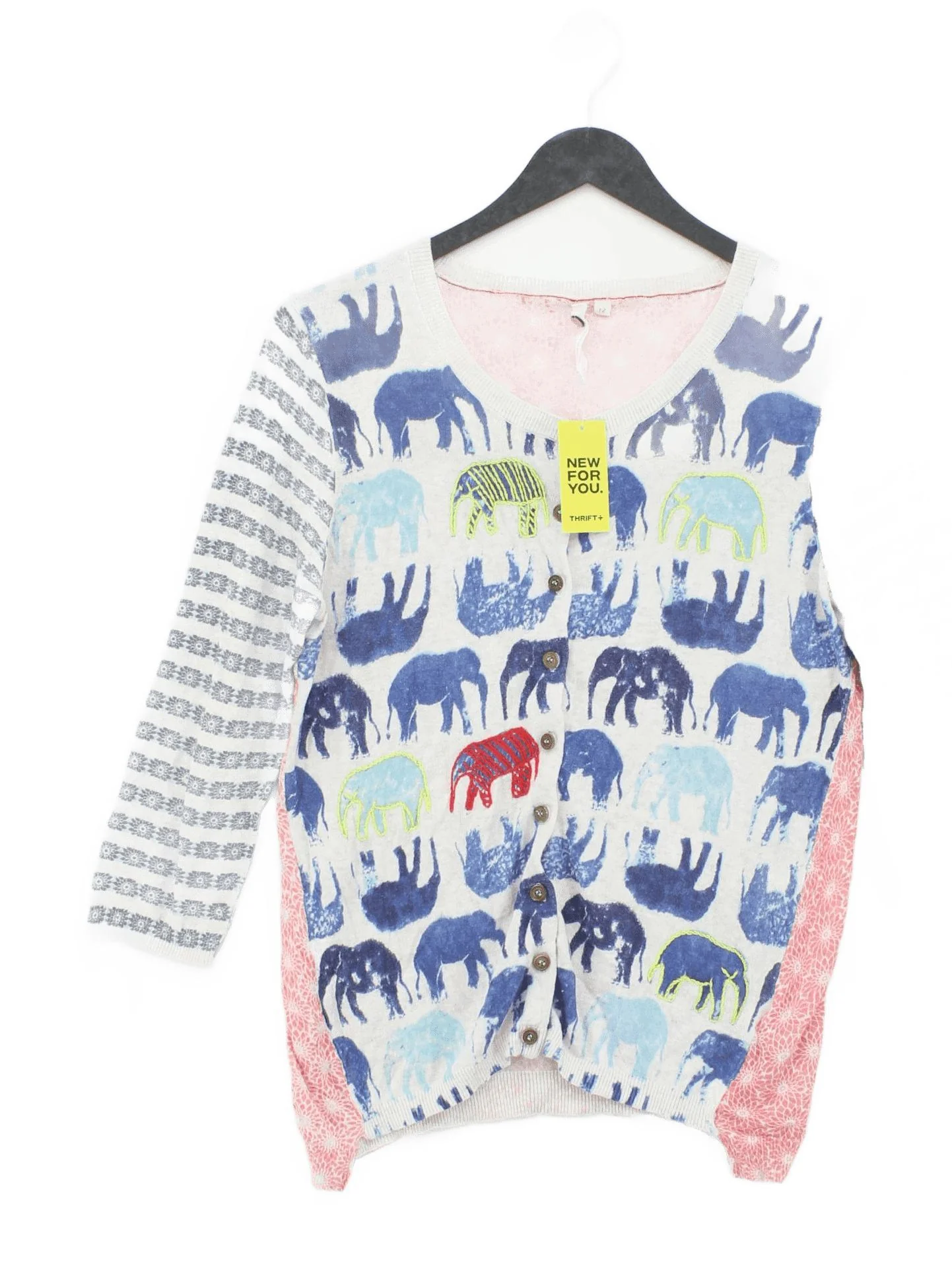 White Stuff Women's Cardigan UK 12 Multi 100% Cotton Round Neck Cardigan