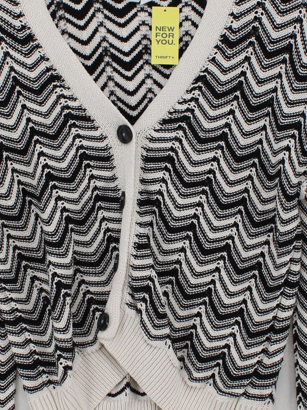 White Stuff Women's Cardigan UK 12 Multi Geometric 100% Cotton V-Neck Cardigan - Image 3
