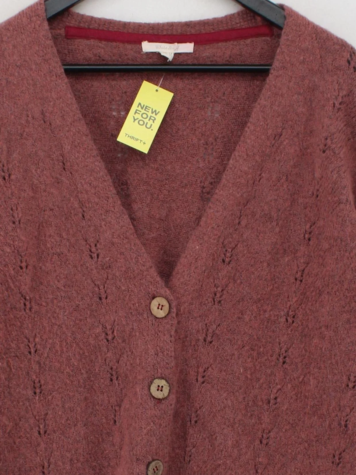 White Stuff Women's Cardigan UK 12 Pink Acrylic with Polyester, Wool Cardigan - Image 3