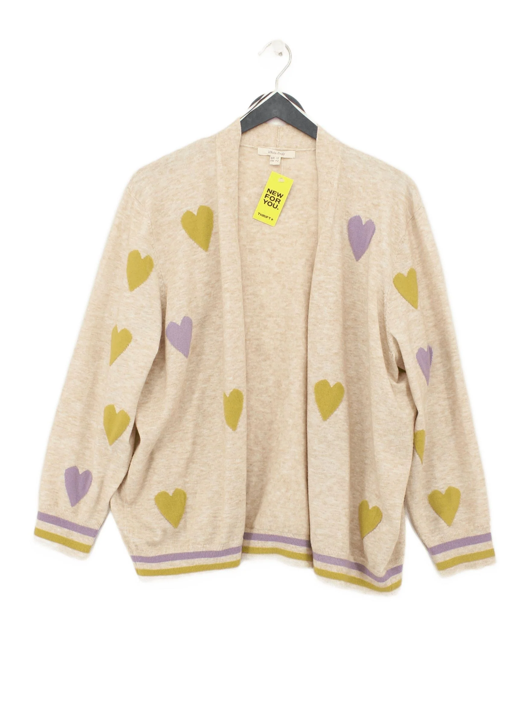 White Stuff Women's Cardigan UK 14 Cream Acrylic with Polyester, Nylon Cardigan