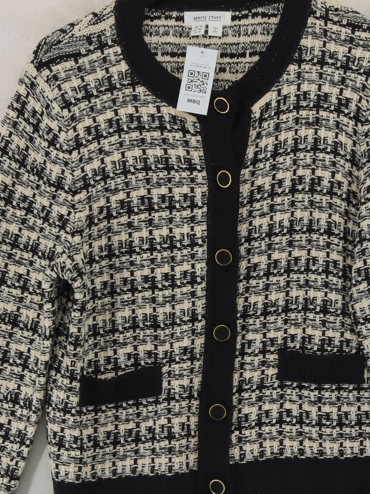 White Stuff Women's Cardigan UK 14 Multi Cotton with Nylon, Elastane Cardigan - Image 3