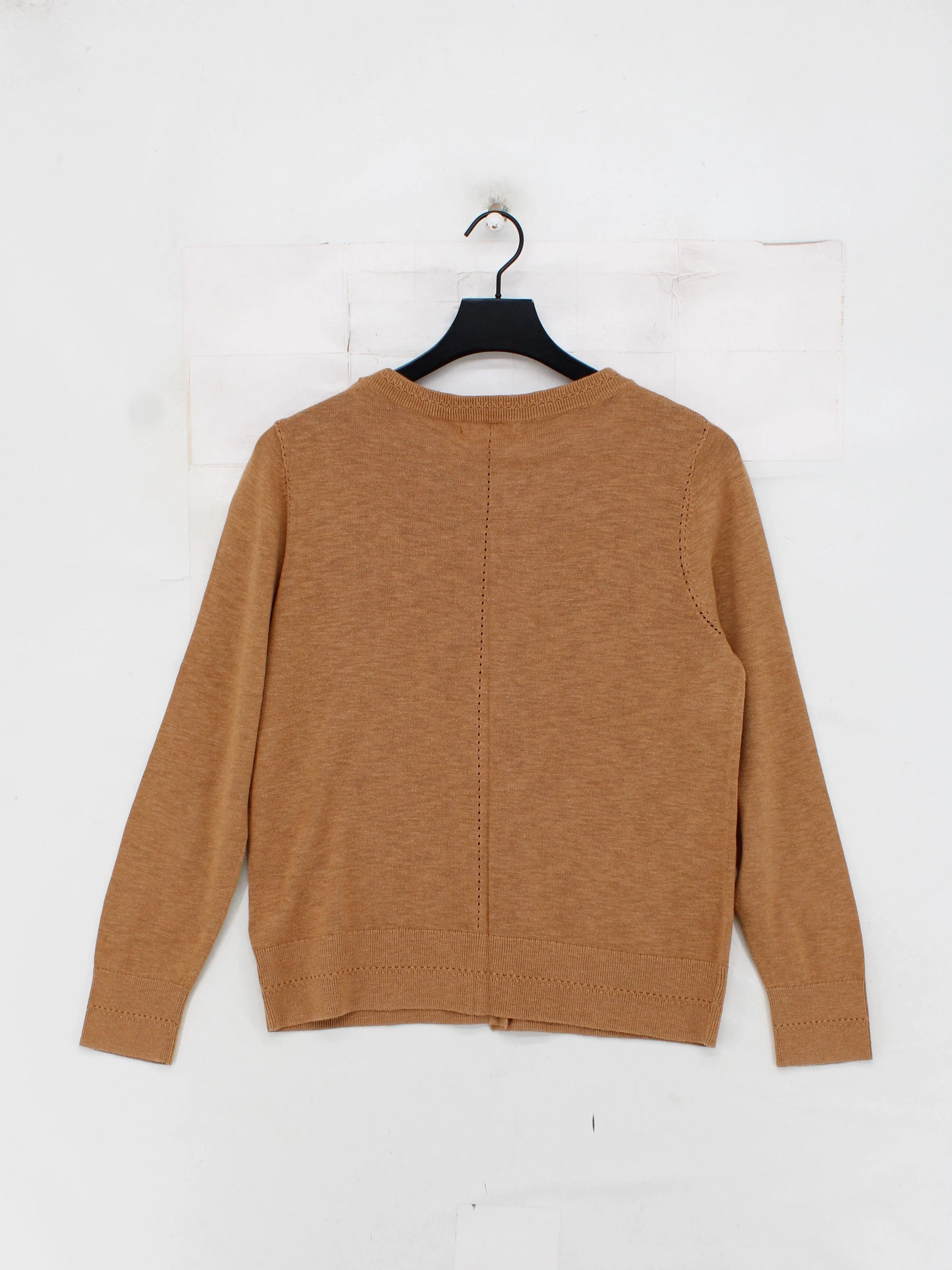 White Stuff Women's Cardigan UK 14 Tan 100% Cotton Round Neck Cardigan - Image 2