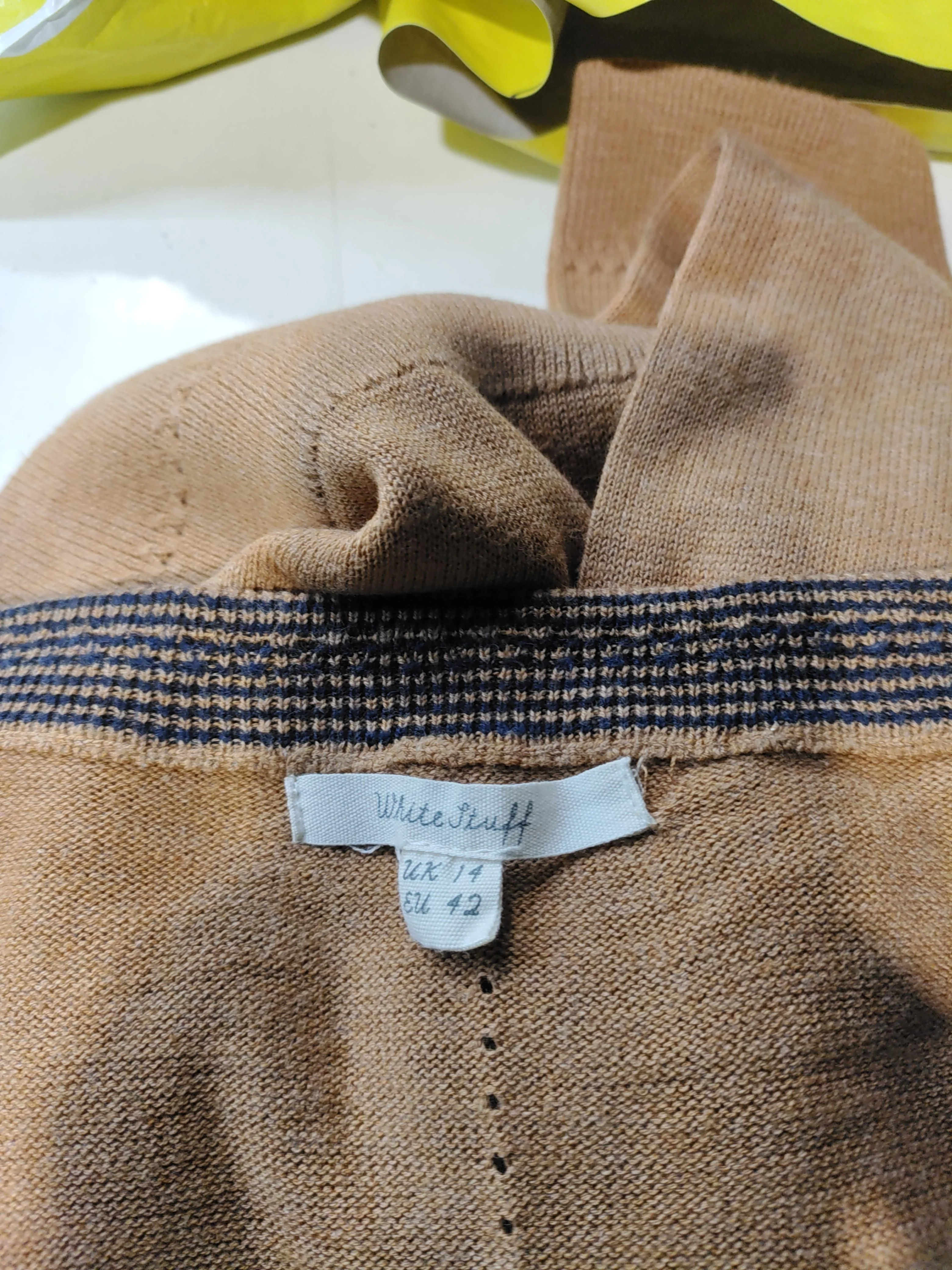 White Stuff Women's Cardigan UK 14 Tan 100% Cotton Round Neck Cardigan - Image 5