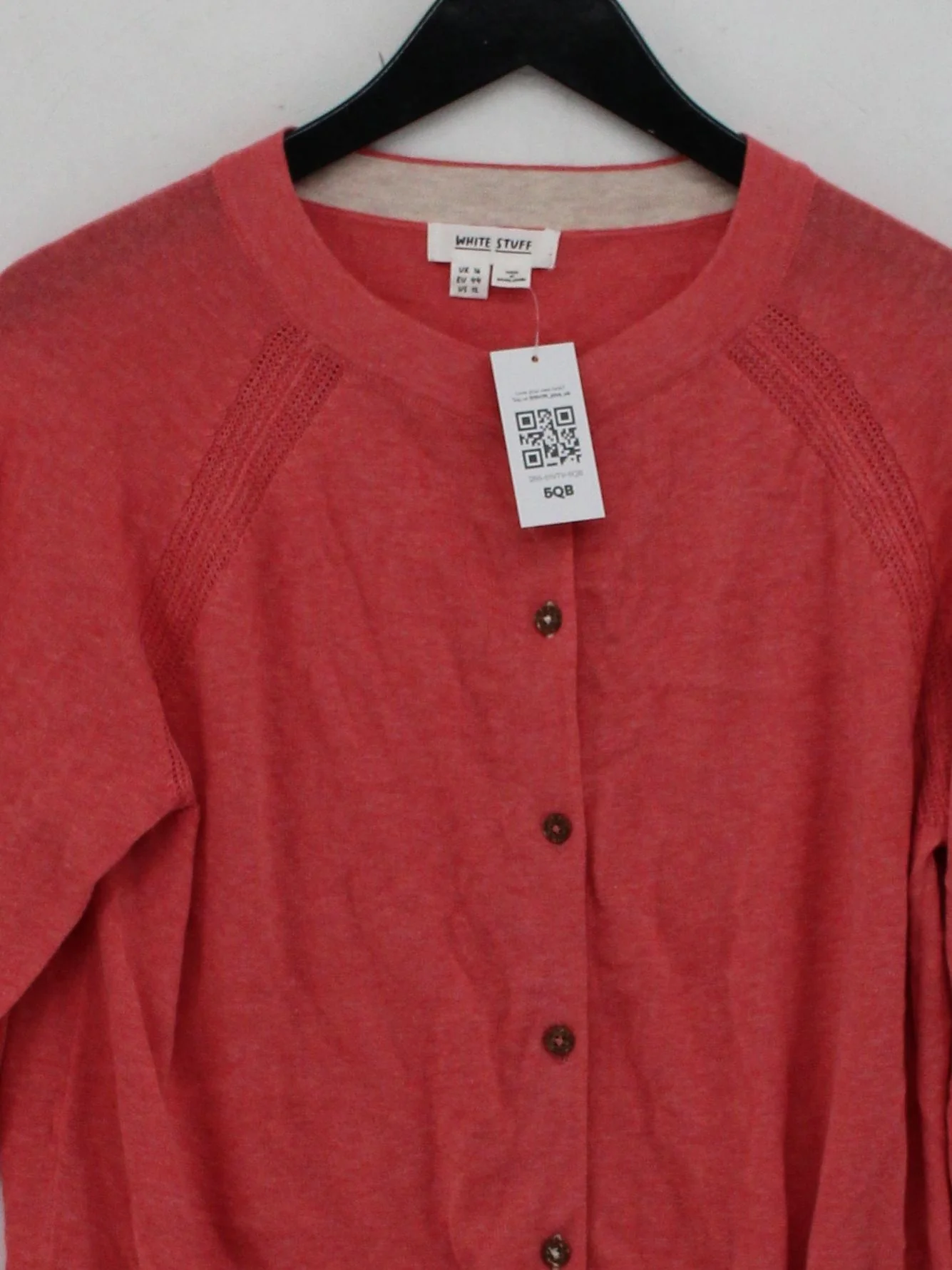 White Stuff Women's Cardigan UK 16 Pink 100% Cotton Round Neck Cardigan - Image 3