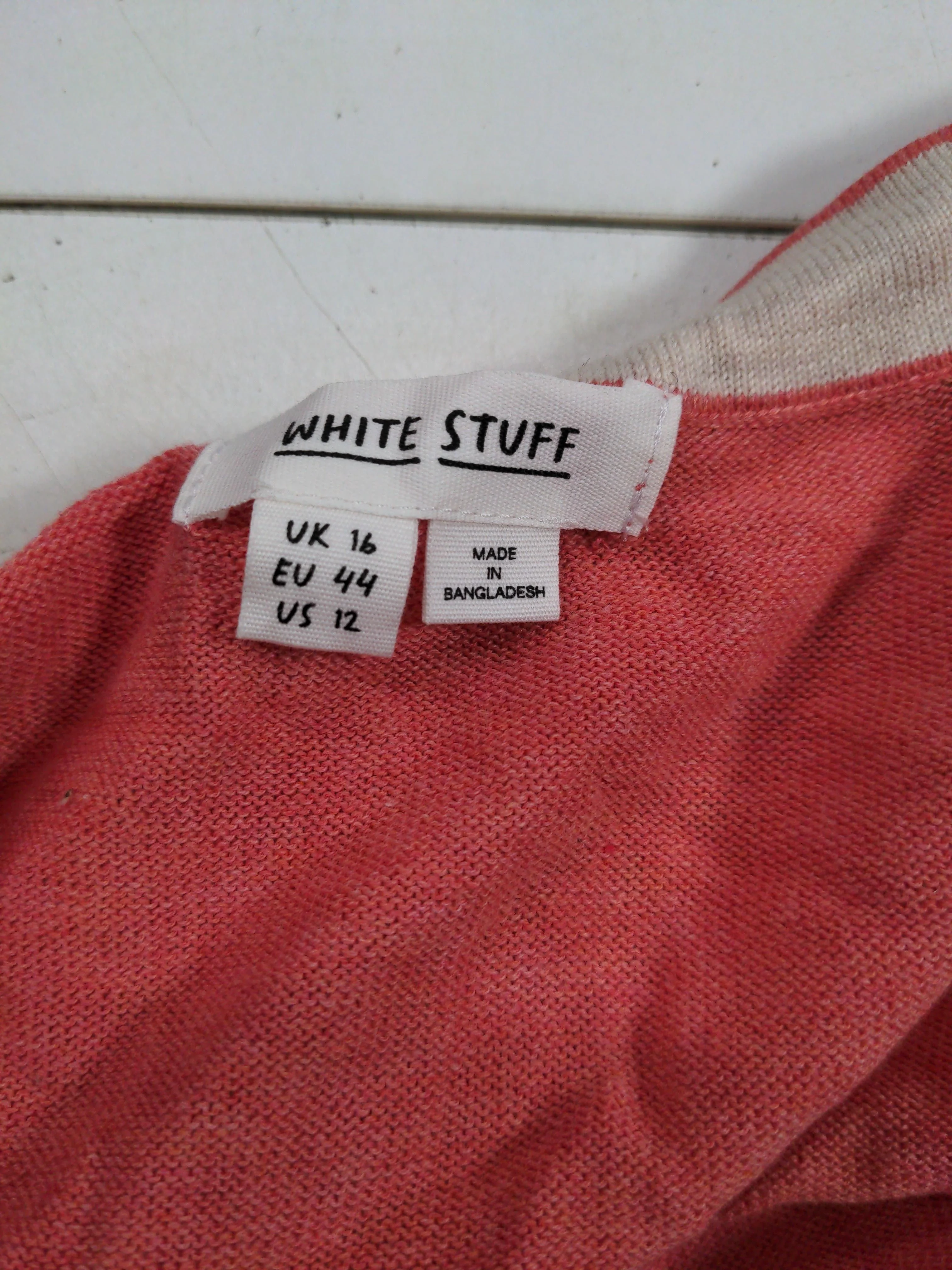 White Stuff Women's Cardigan UK 16 Pink 100% Cotton Round Neck Cardigan - Image 5