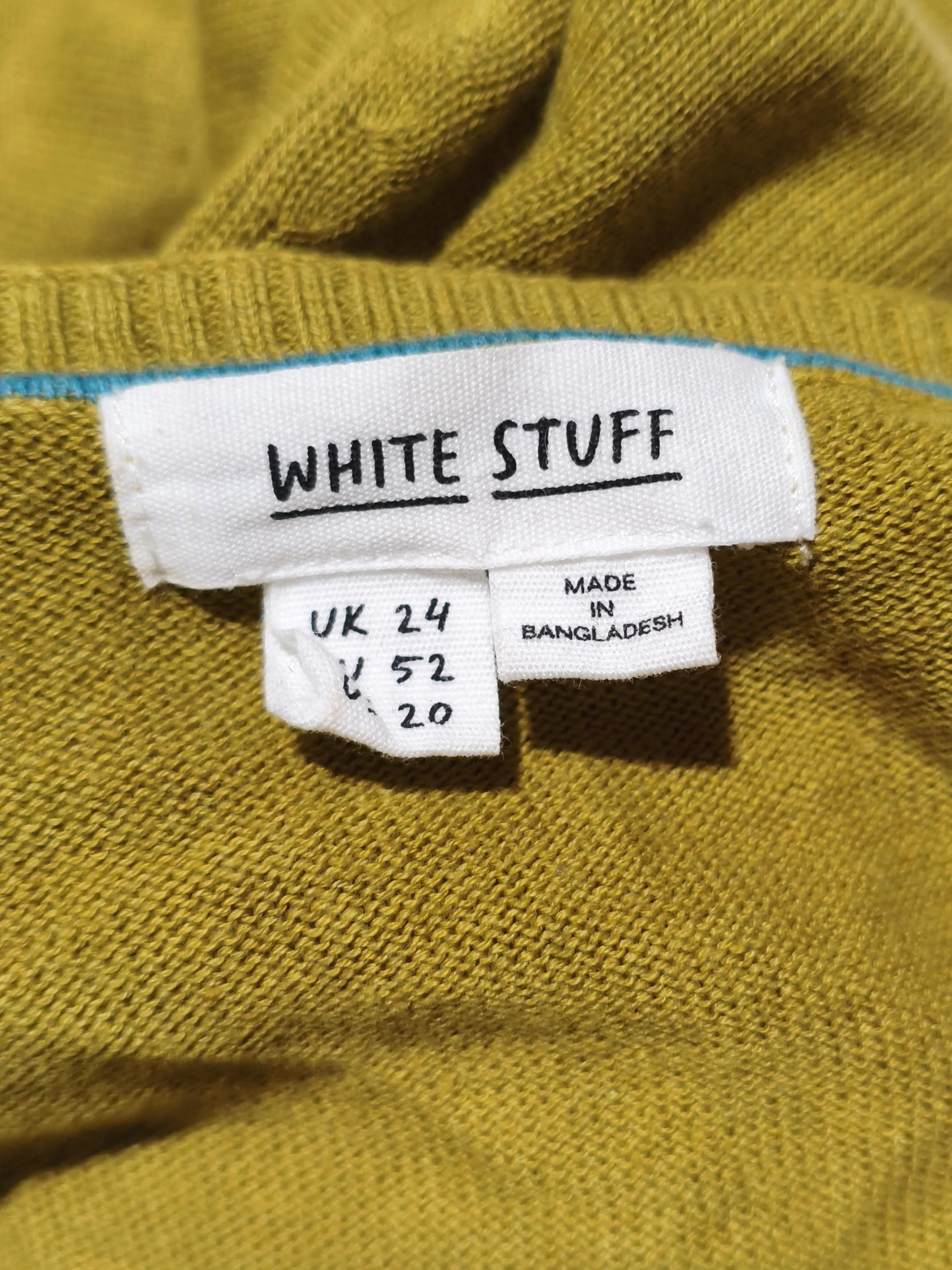 White Stuff Women's Cardigan UK 24 Yellow 100% Cotton V-Neck Cardigan - Image 5