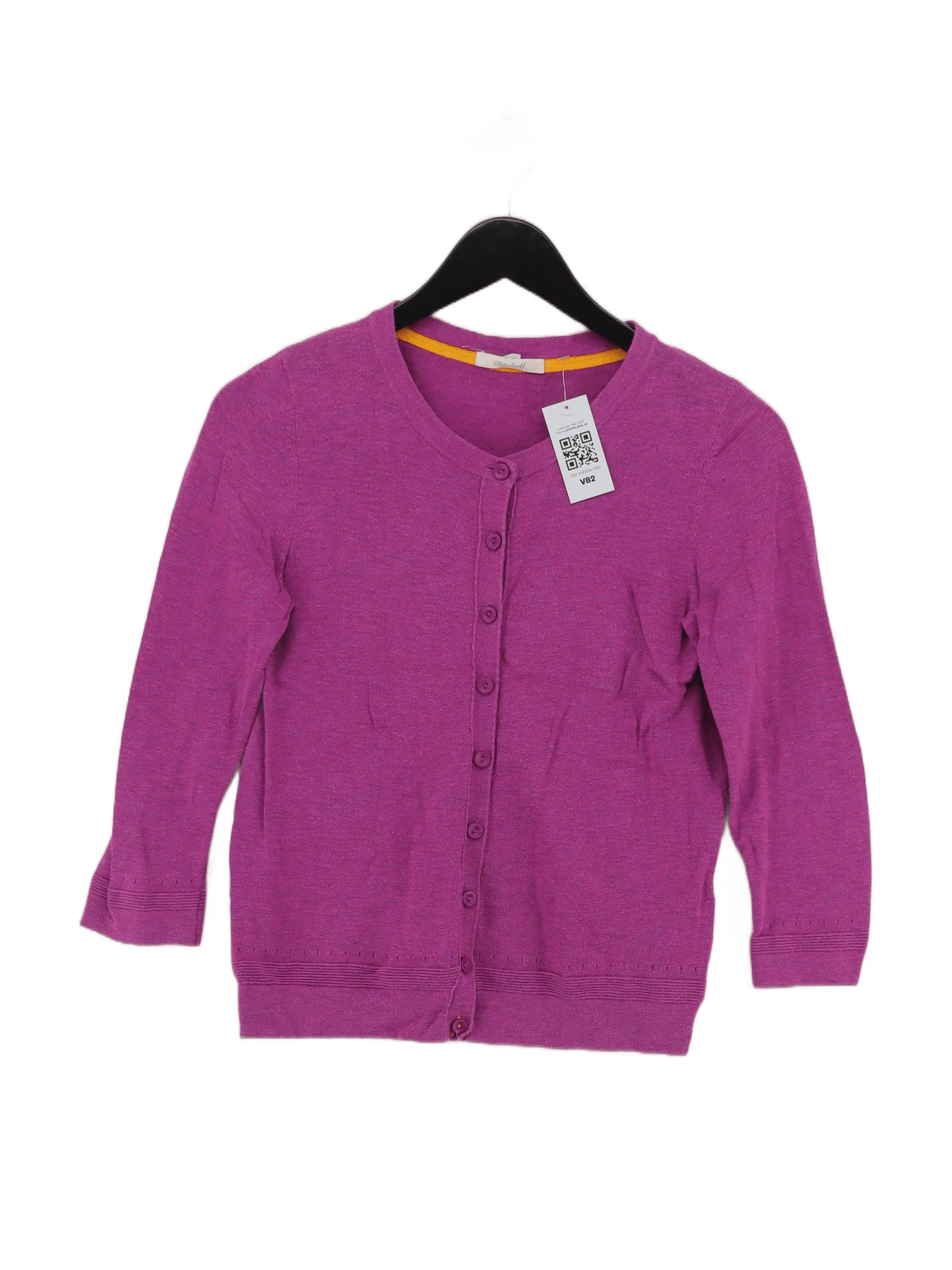 White Stuff Women's Cardigan UK 8 Purple 100% Cotton Round Neck Cardigan