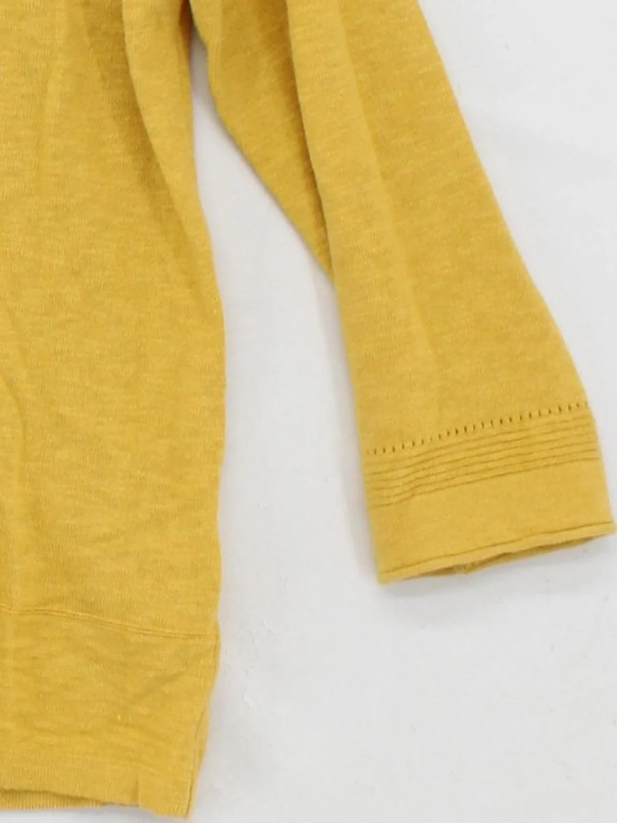 White Stuff Women's Cardigan UK 8 Yellow Cotton with Wool V-Neck Cardigan - Image 4