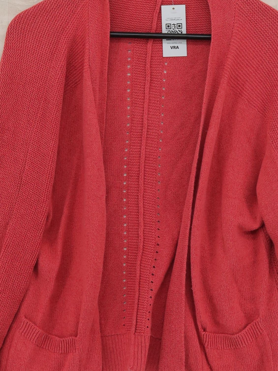 White Stuff Women's Cardigan XL Pink Cotton with Linen V-Neck Cardigan - Image 3