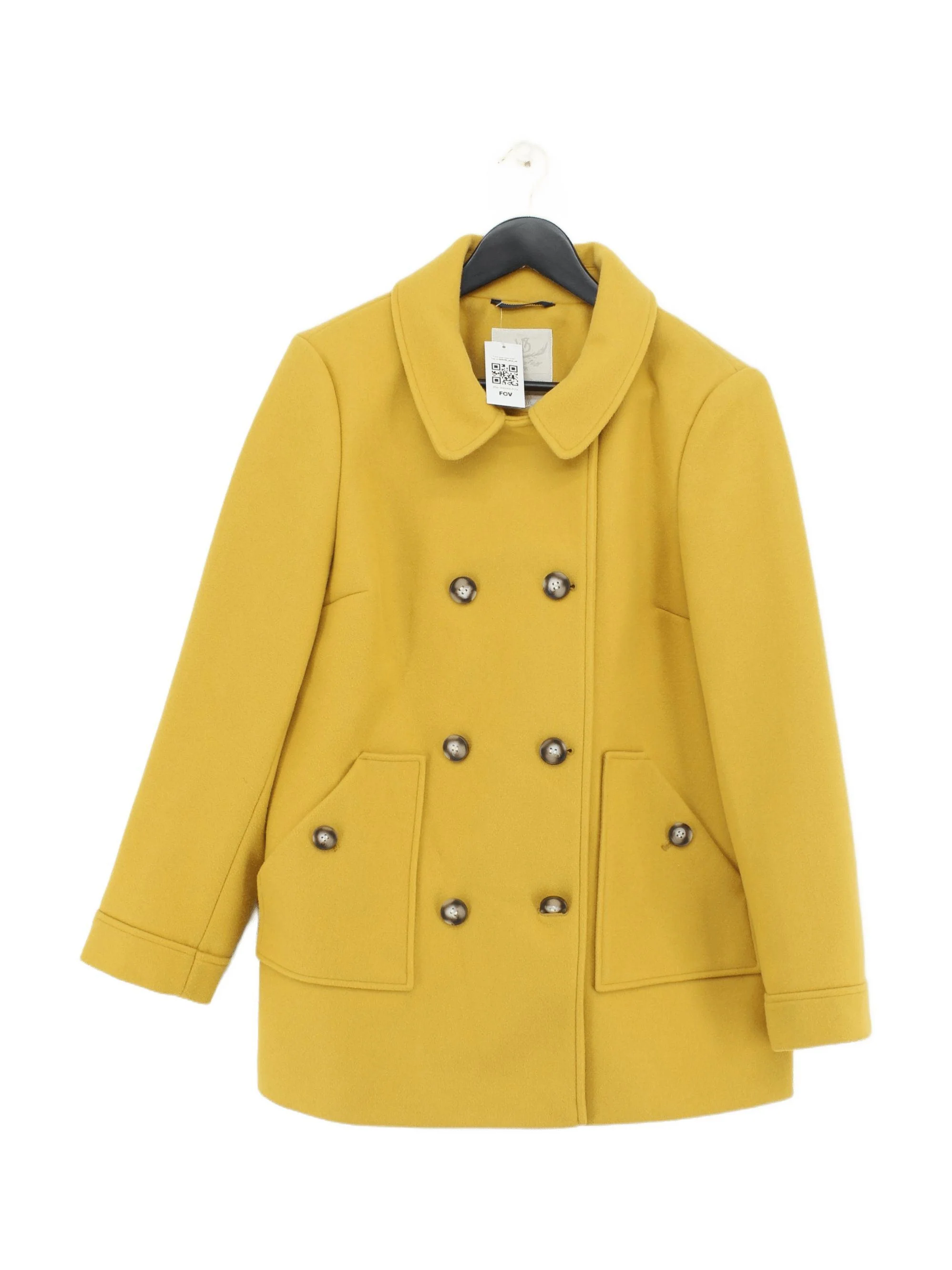 White Stuff Women's Coat UK 14 Yellow 100% Polyester Pea Coat