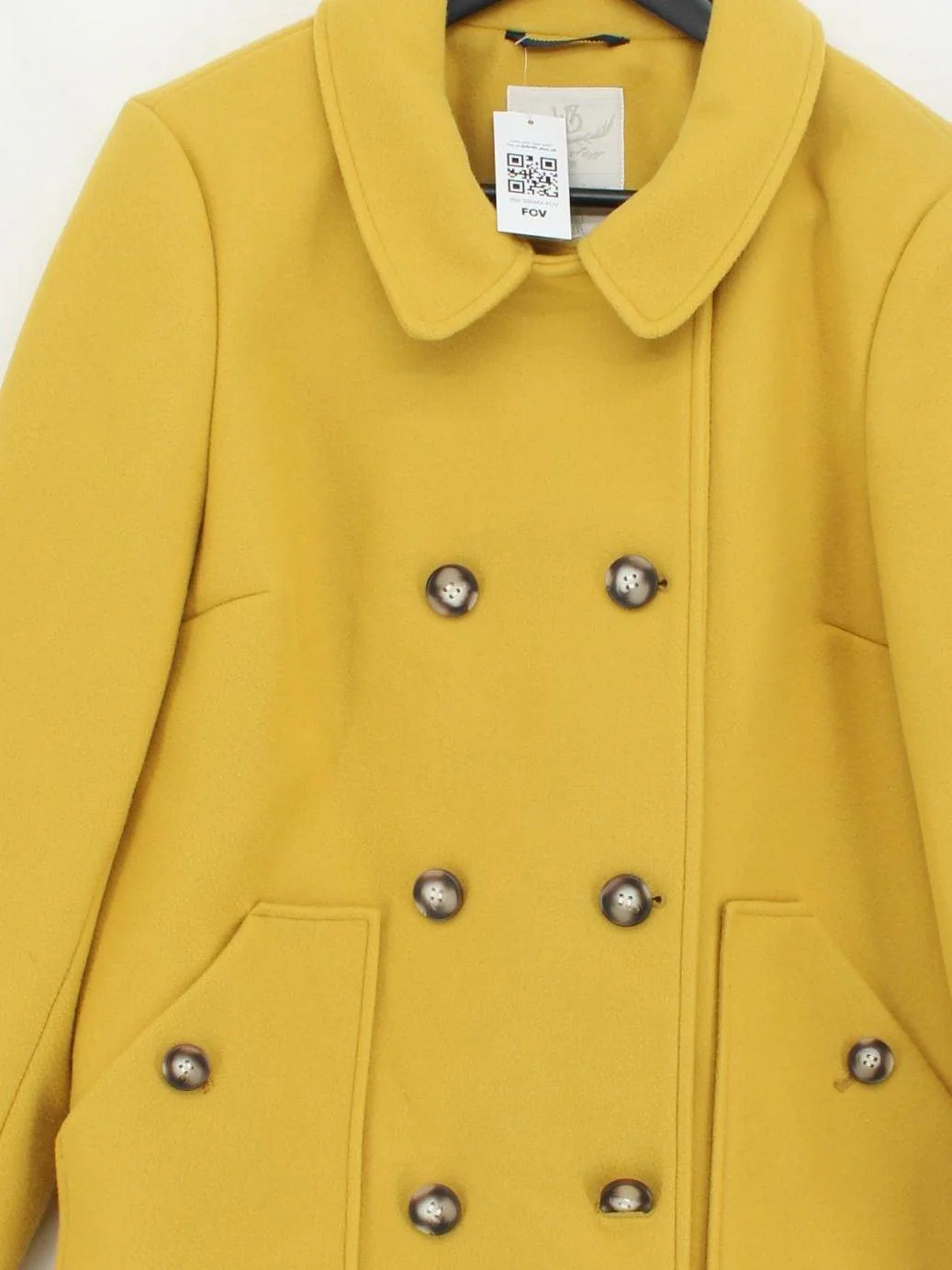 White Stuff Women's Coat UK 14 Yellow 100% Polyester Pea Coat - Image 3