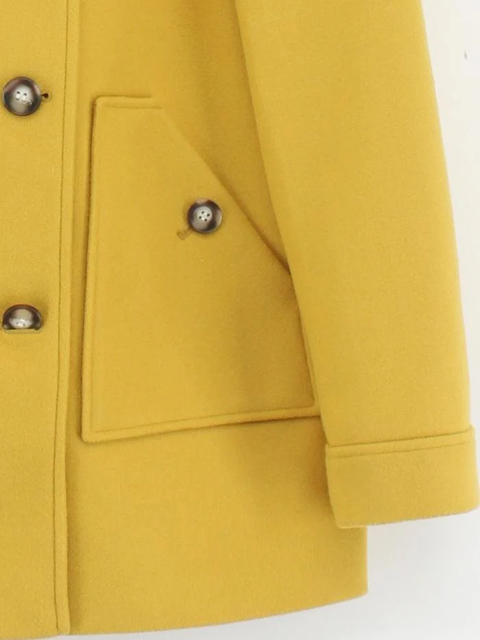 White Stuff Women's Coat UK 14 Yellow 100% Polyester Pea Coat - Image 4