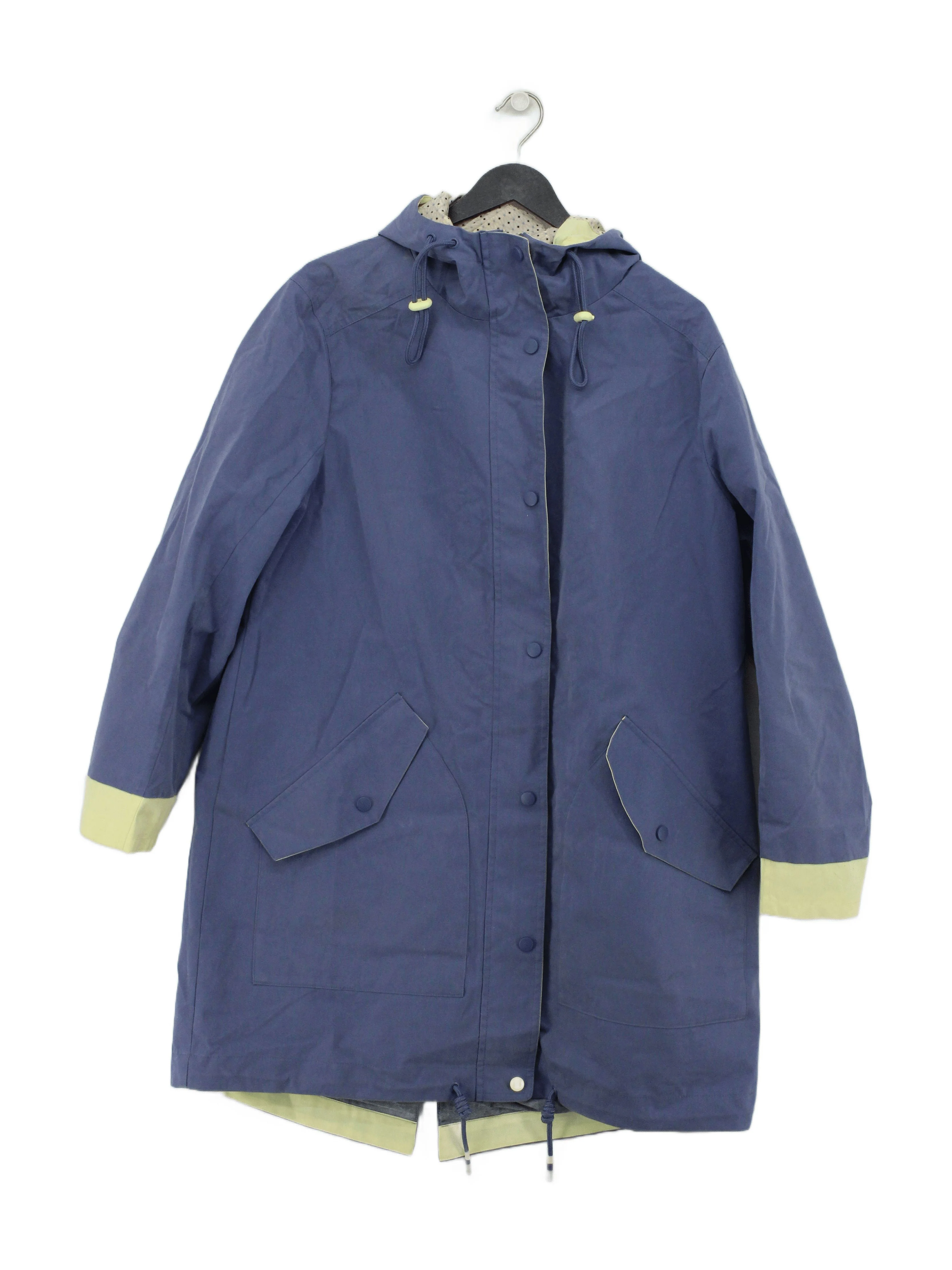 White Stuff Women's Coat UK 16 Blue Cotton with Nylon Rain Coat