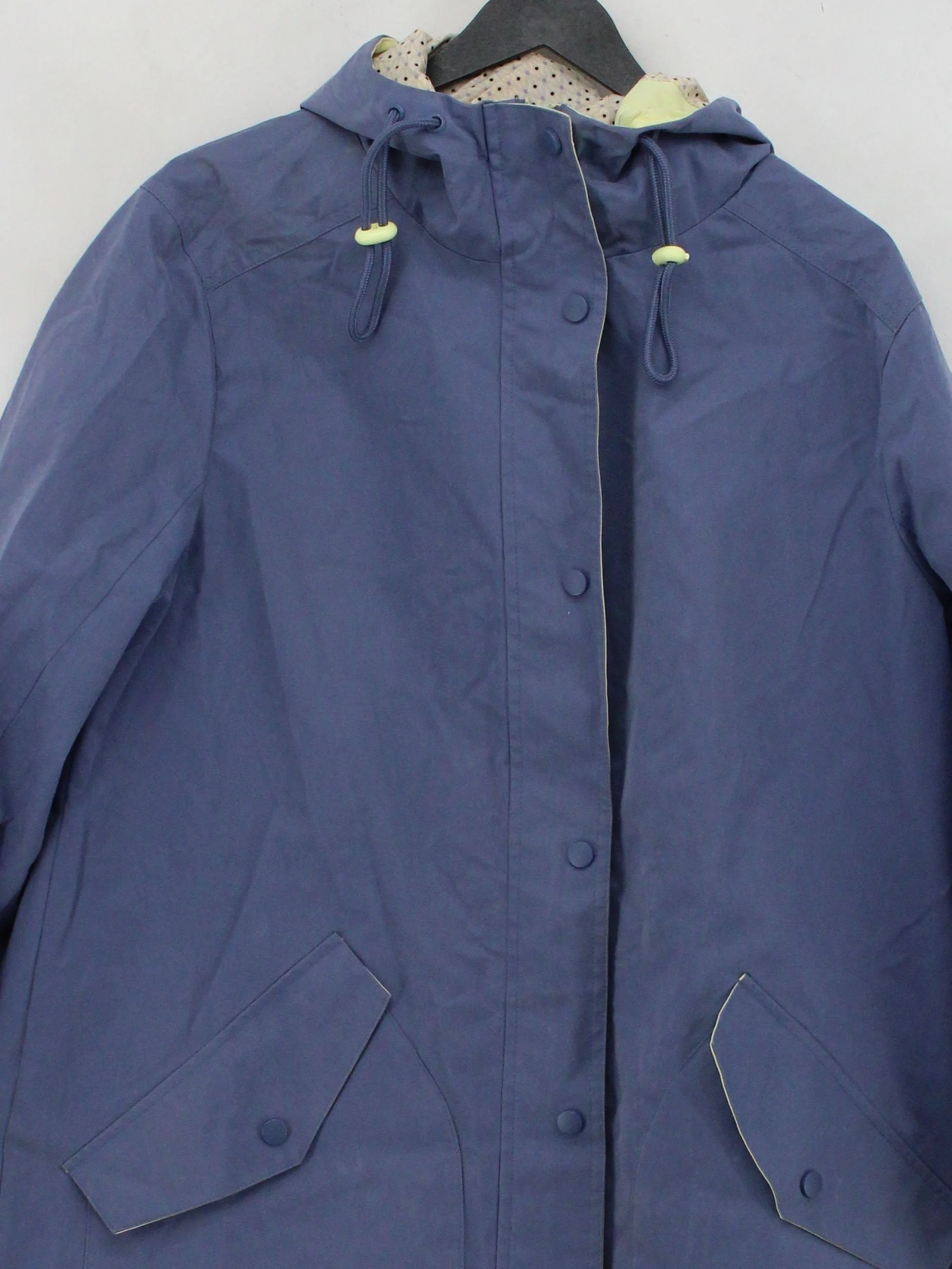 White Stuff Women's Coat UK 16 Blue Cotton with Nylon Rain Coat - Image 3