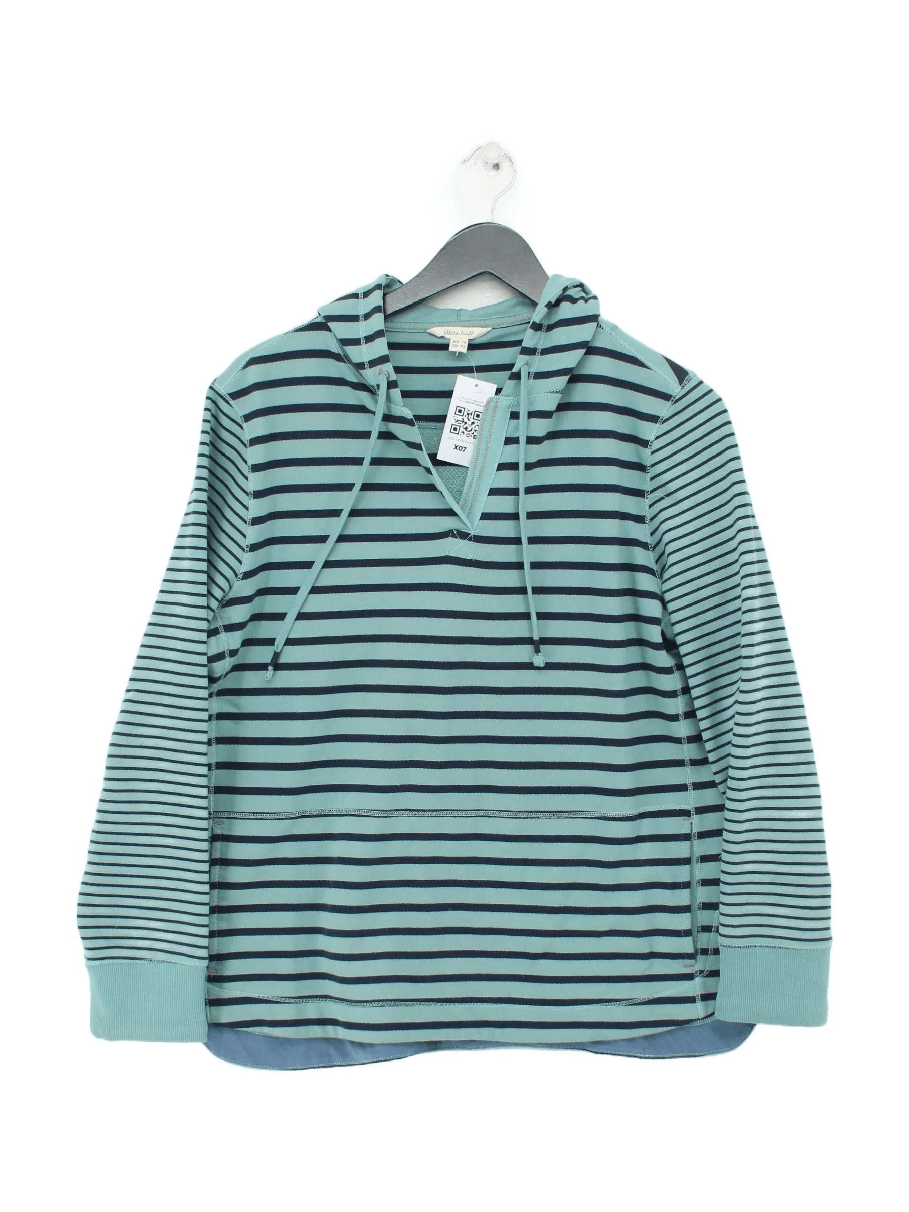 White Stuff Women's Hoodie UK 14 Multi Striped 100% Cotton Pullover