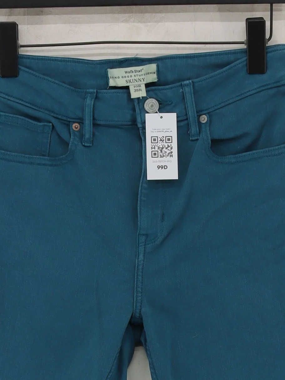 White Stuff Women's Jeans UK 10 Blue Cotton with Polyester, Elastane Skinny - Image 3