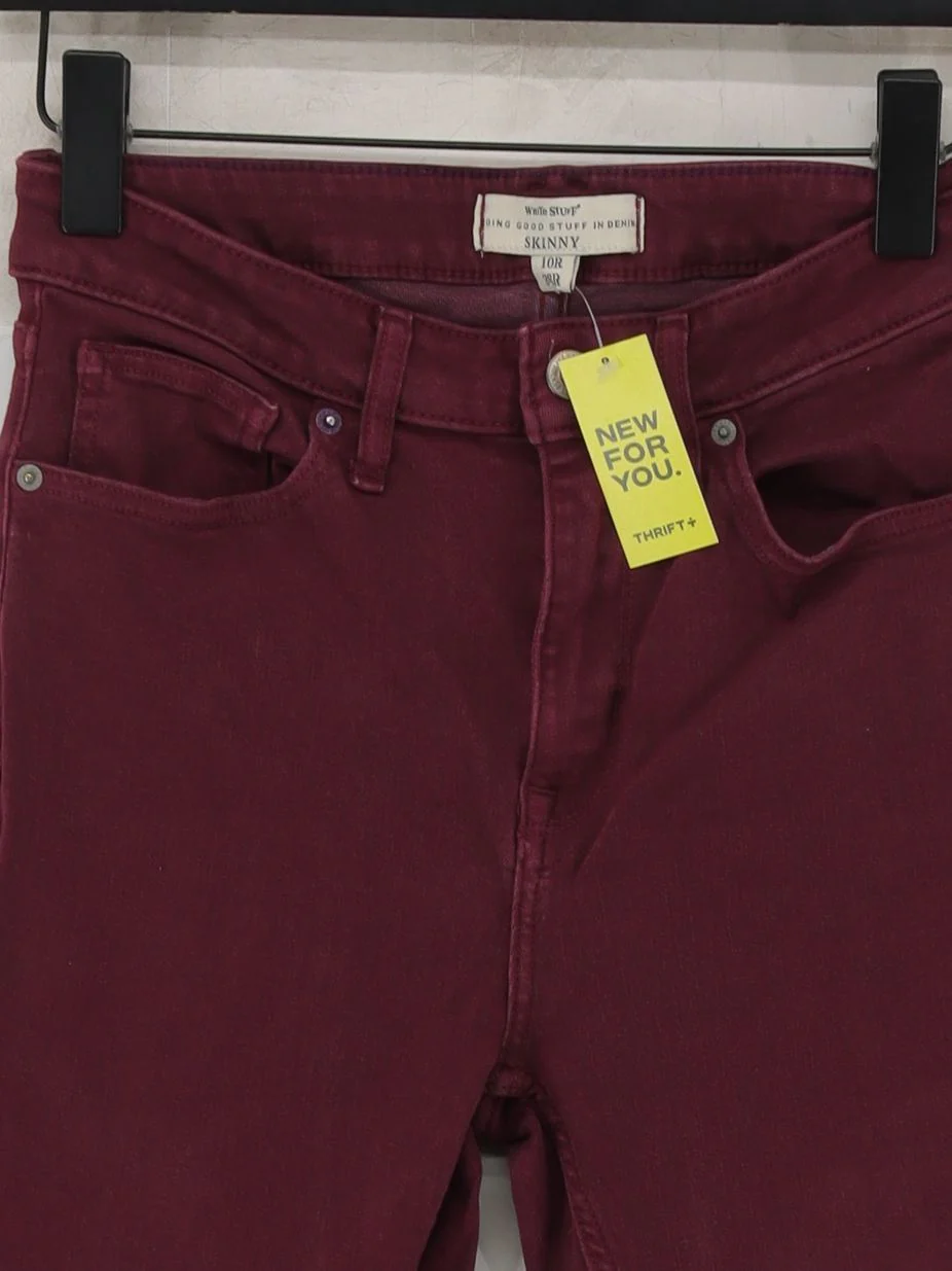 White Stuff Women's Jeans UK 10 Red Cotton with Polyester, Elastane Skinny - Image 3