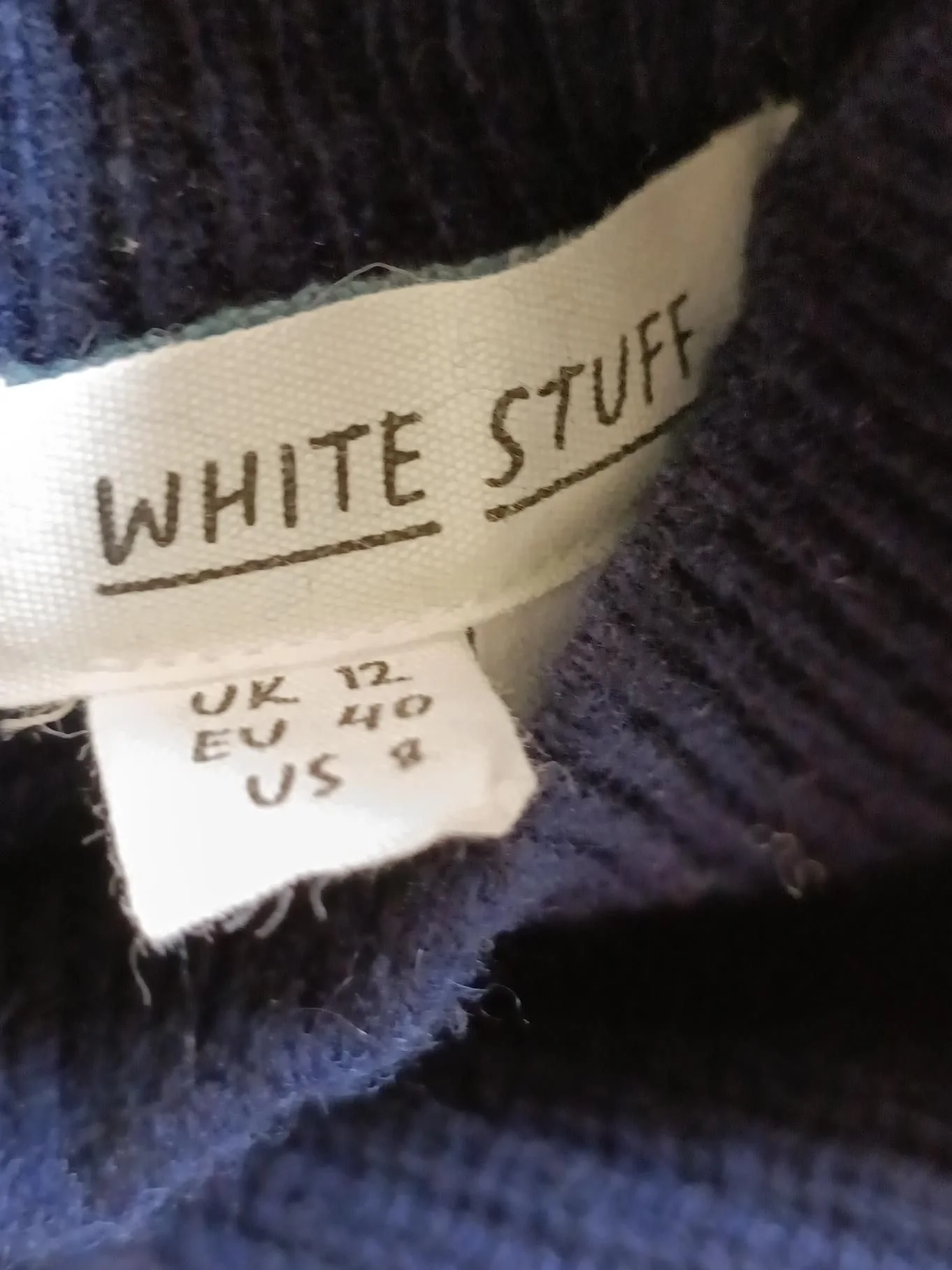 White Stuff Women's Jumper UK 12 Blue Wool with Nylon Mock Neck Pullover - Image 5