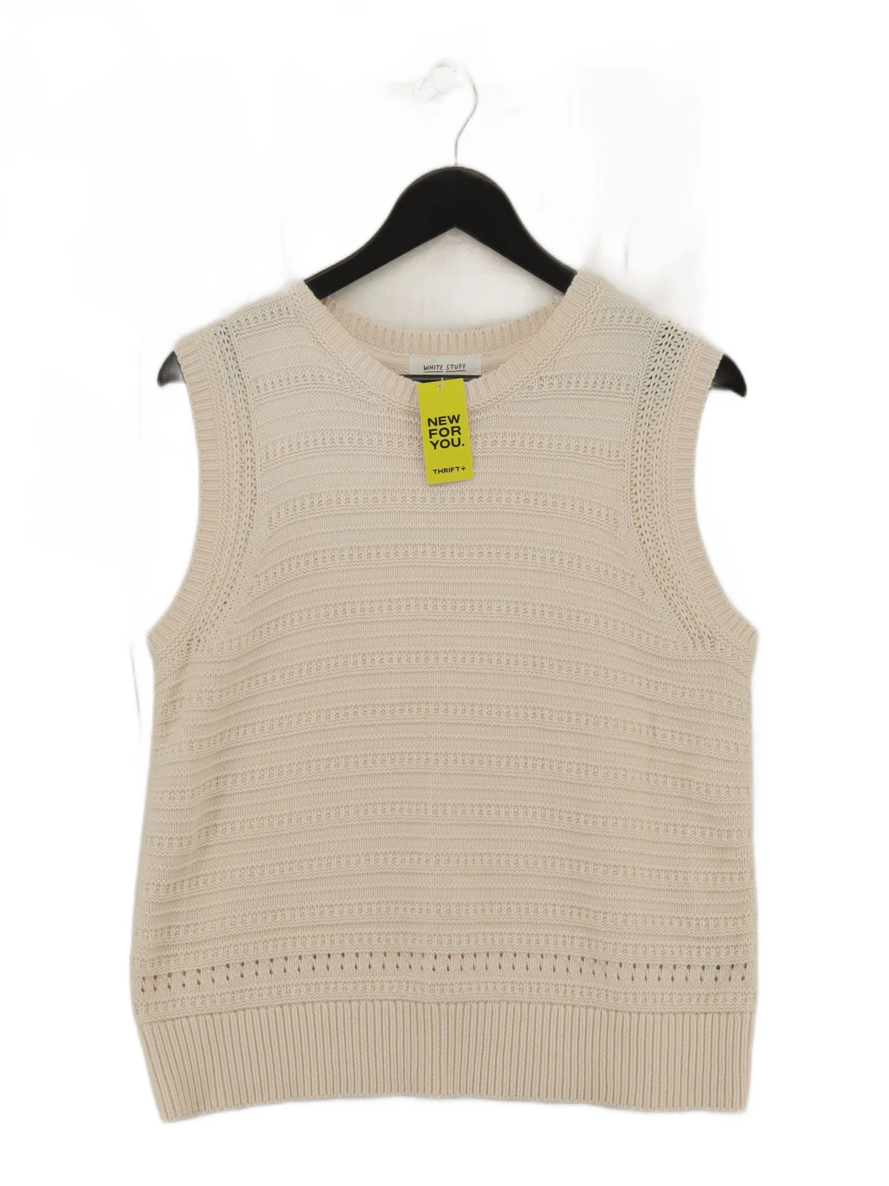 White Stuff Women's Jumper UK 12 Cream 100% Other Round Neck Vest