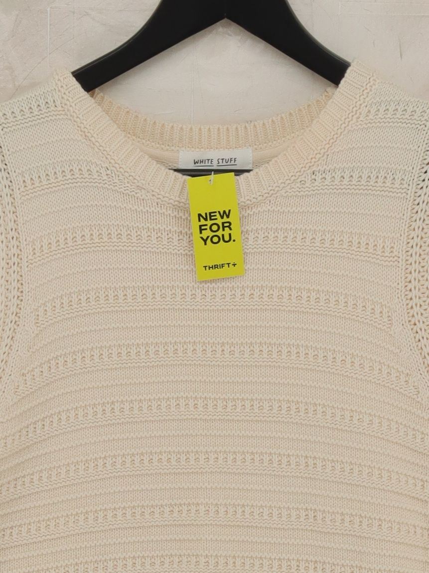 White Stuff Women's Jumper UK 12 Cream 100% Other Round Neck Vest - Image 3