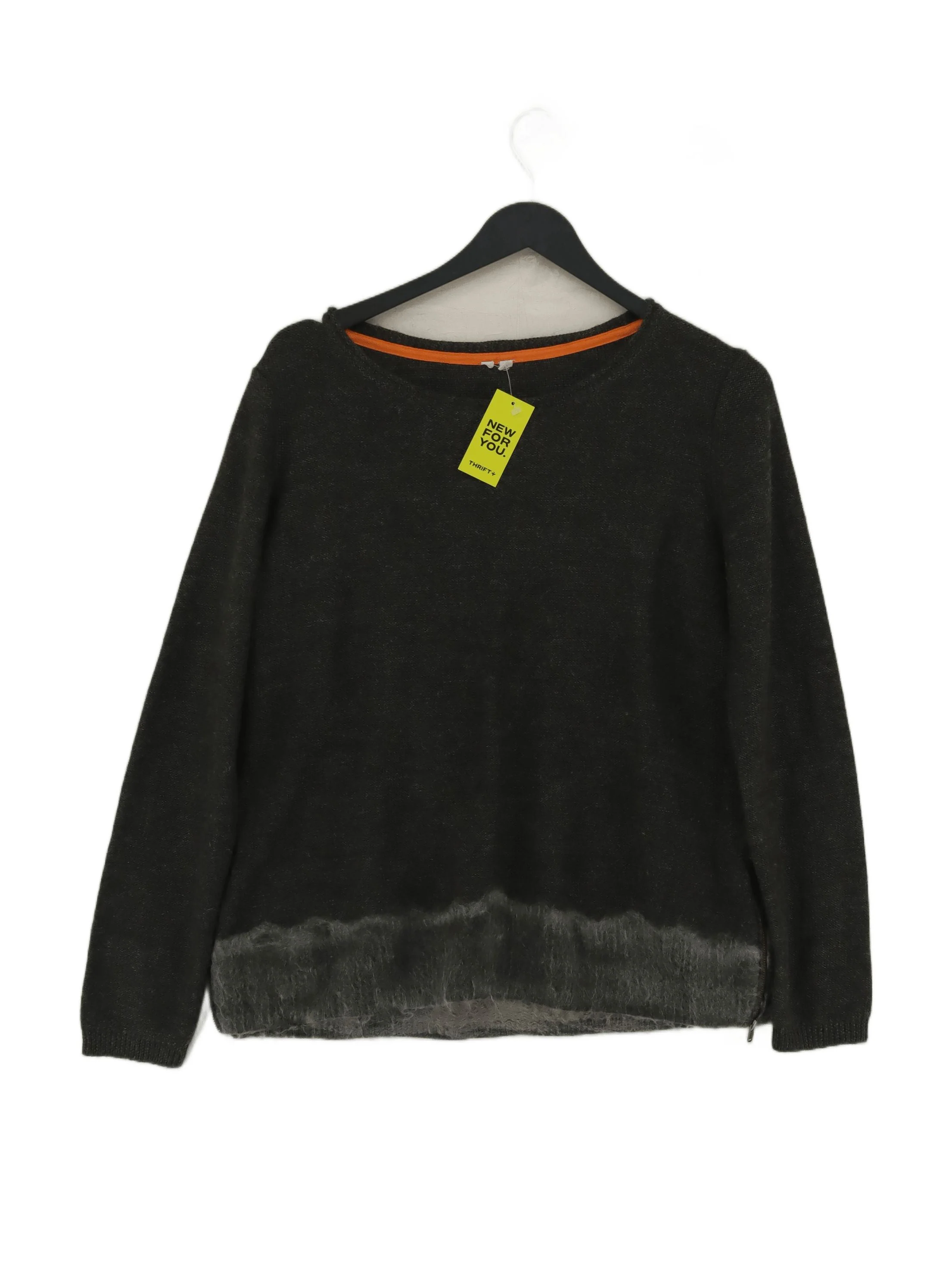White Stuff Women's Jumper UK 12 Grey Acrylic with Wool Round Neck Pullover