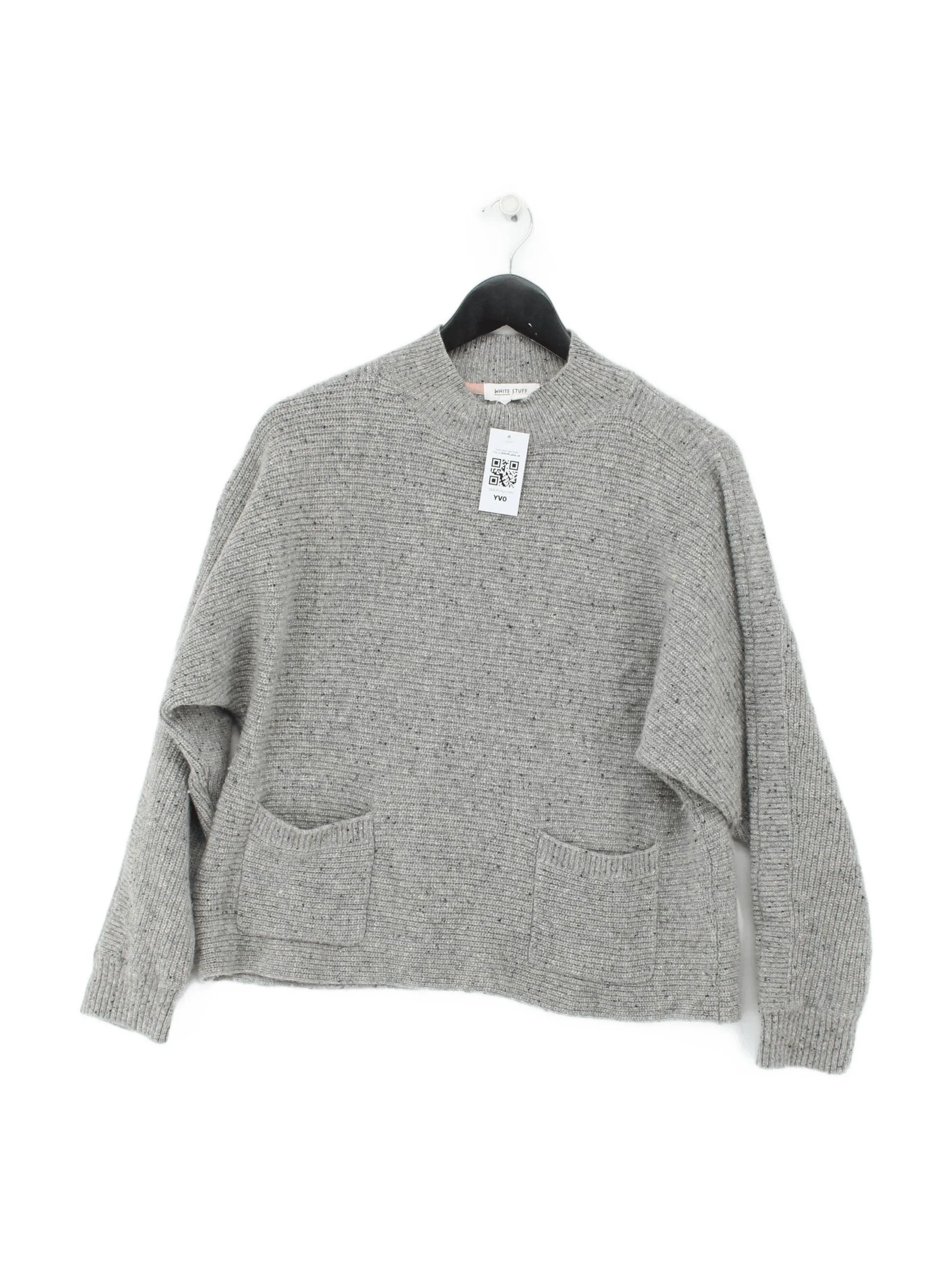 White Stuff Women's Jumper UK 12 Grey Wool with Nylon Crew Neck Pullover