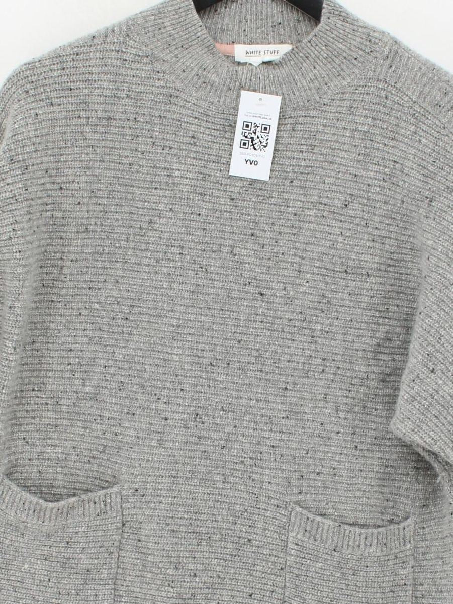White Stuff Women's Jumper UK 12 Grey Wool with Nylon Crew Neck Pullover - Image 3