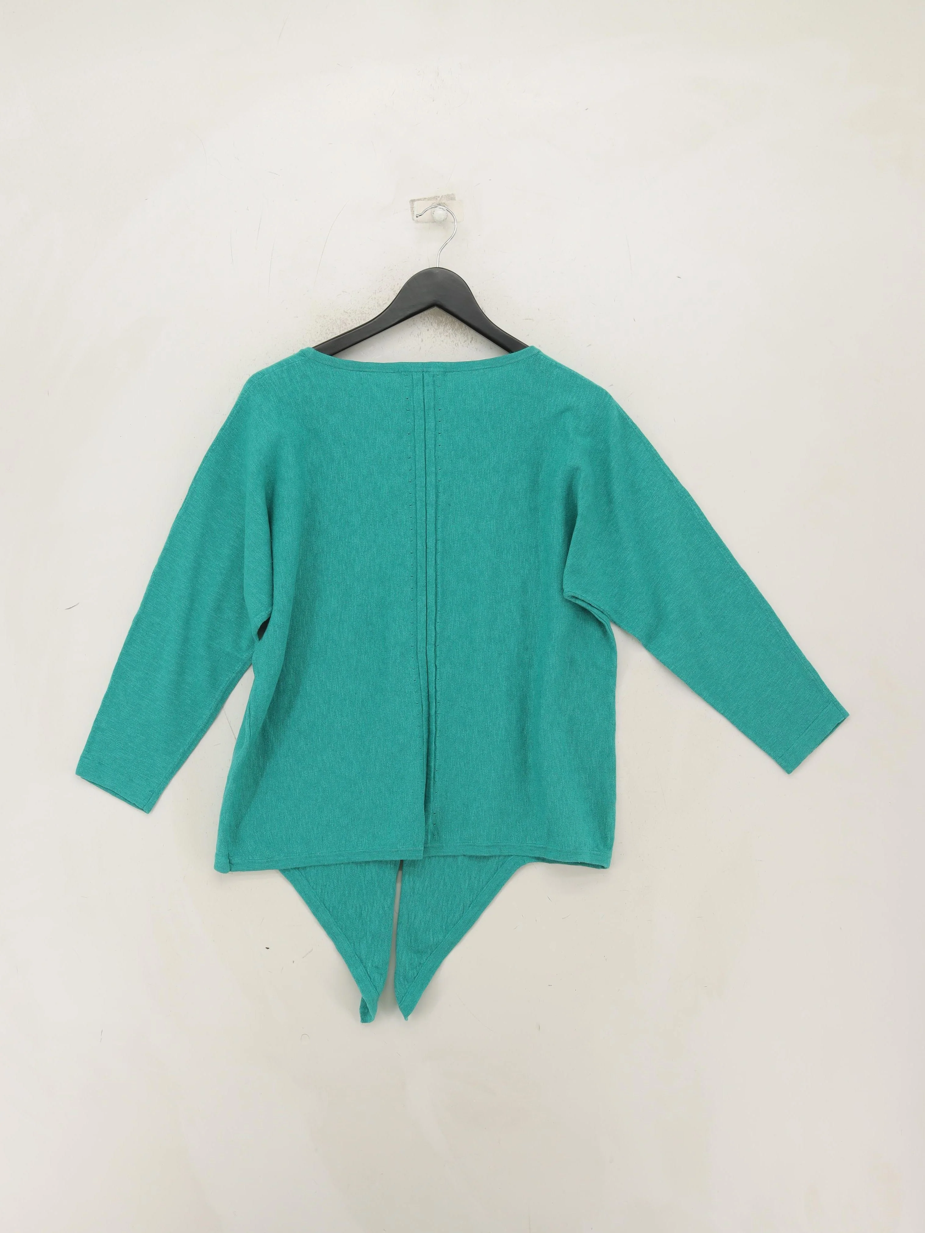 White Stuff Women's Jumper UK 14 Green Cotton with Linen V-Neck Pullover - Image 2