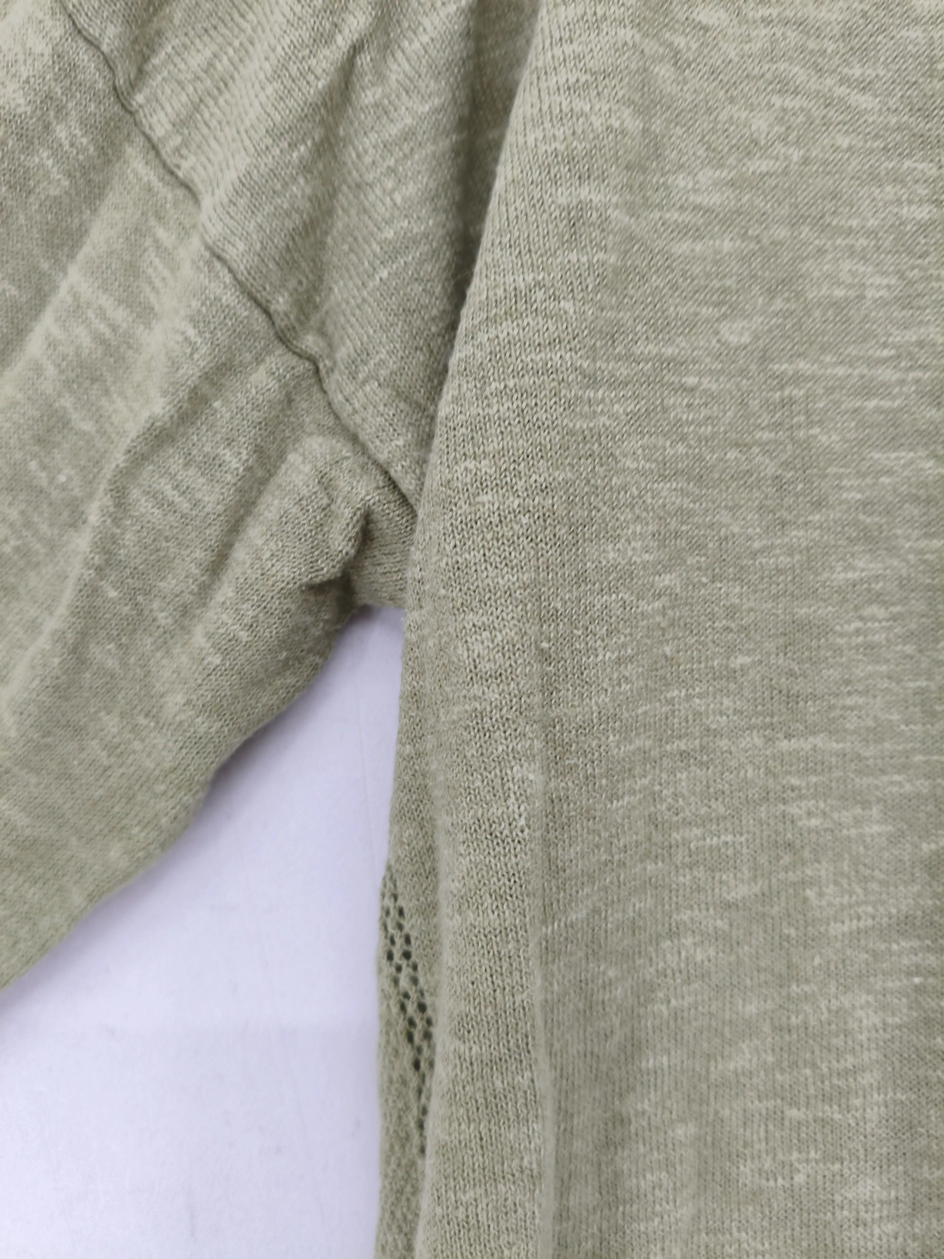 White Stuff Women's Jumper UK 16 Green Cotton with Linen V-Neck Pullover - Image 5