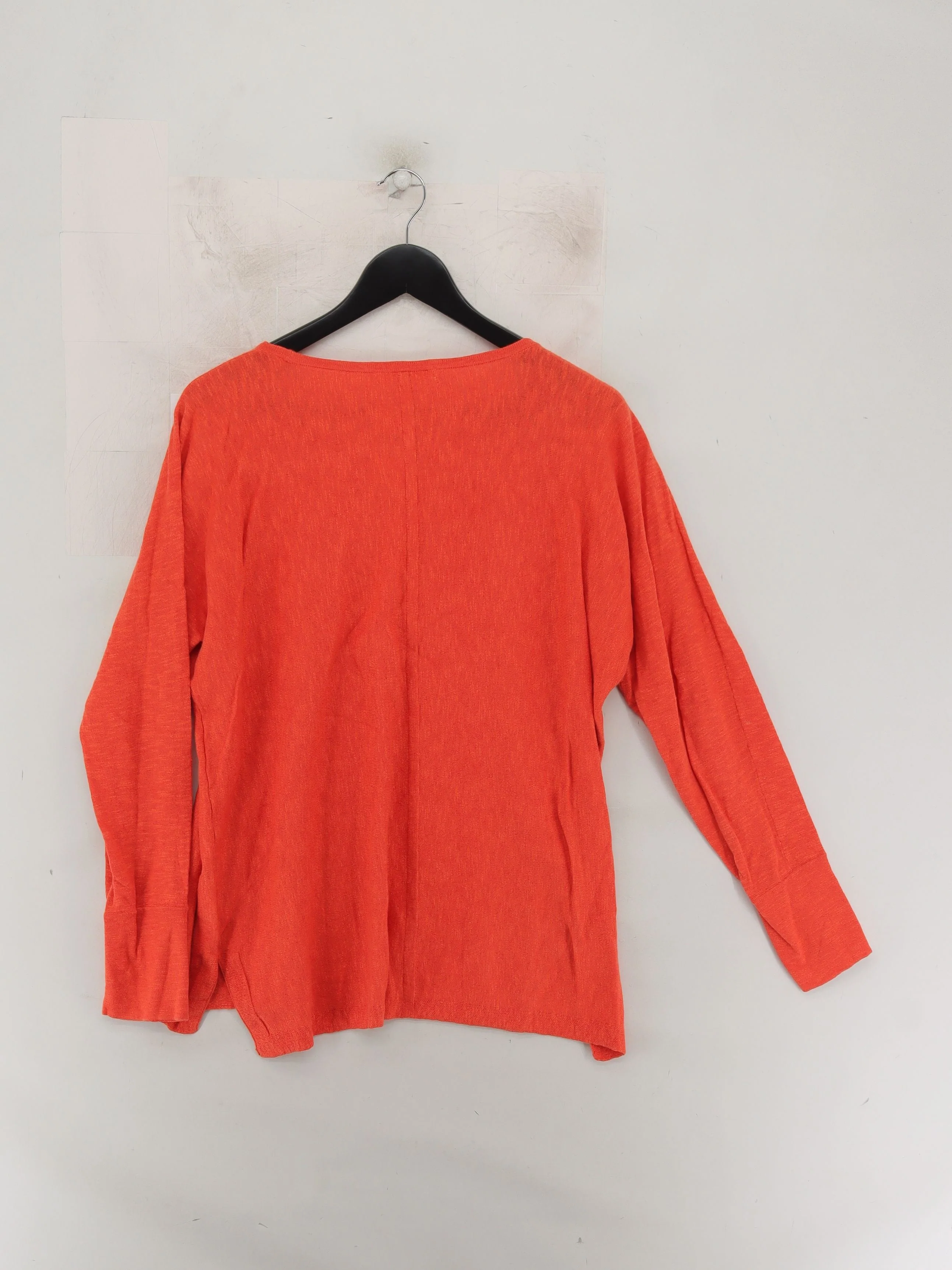White Stuff Women's Jumper UK 16 Orange Cotton with Linen Round Neck Pullover - Image 2