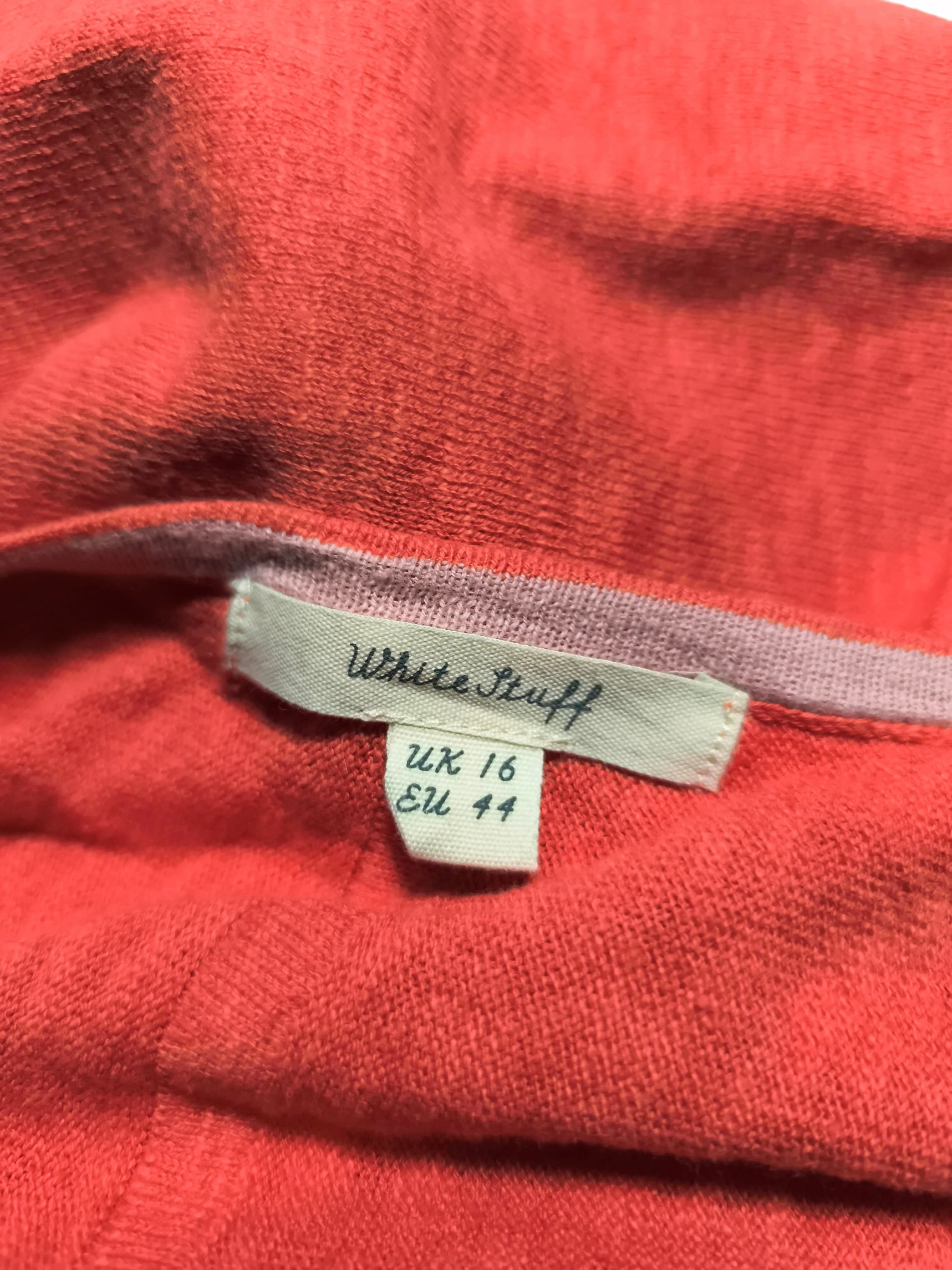 White Stuff Women's Jumper UK 16 Orange Cotton with Linen Round Neck Pullover - Image 5