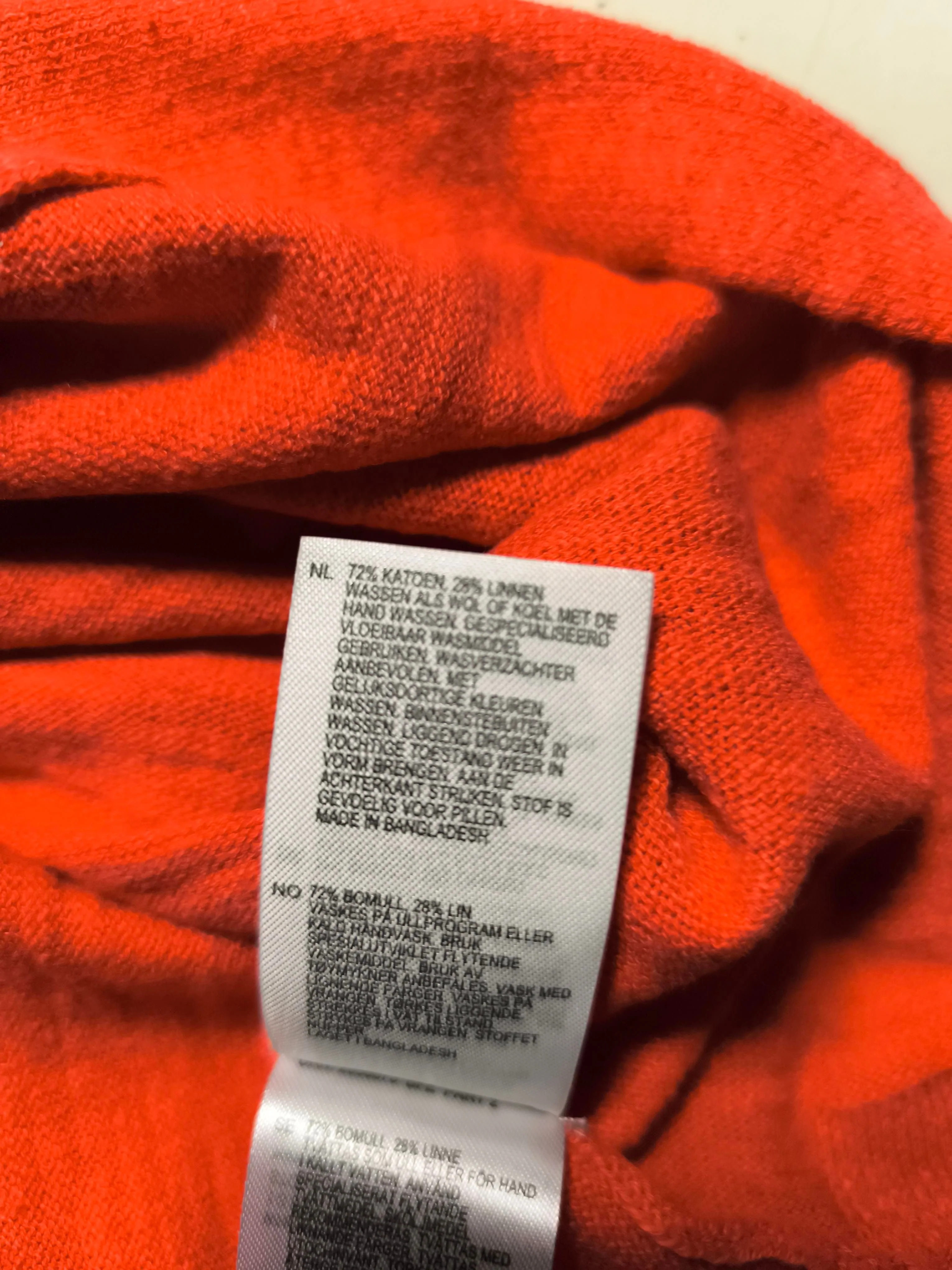 White Stuff Women's Jumper UK 16 Orange Cotton with Linen Round Neck Pullover - Image 6