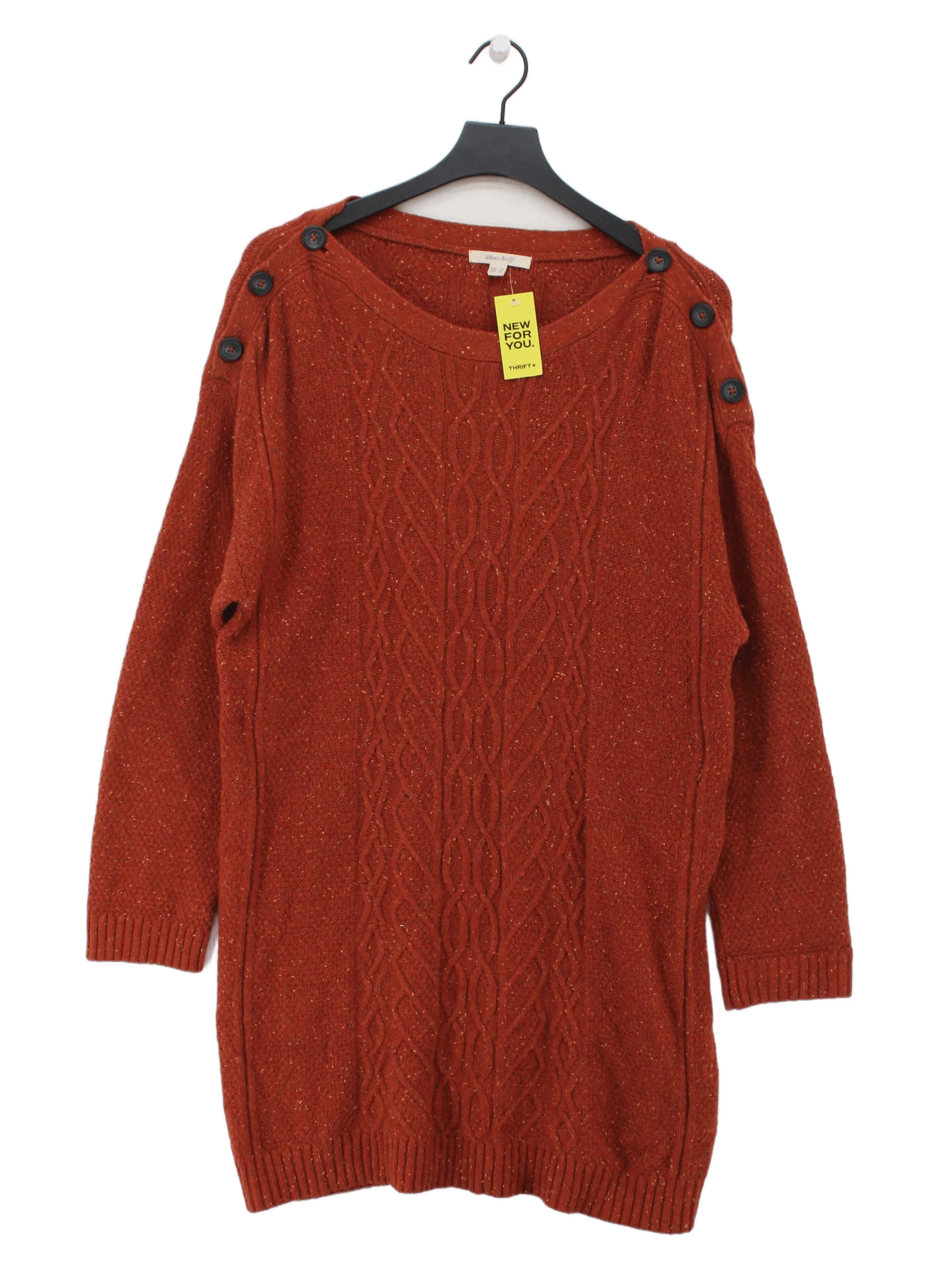 White Stuff Women's Jumper UK 20 Orange Wool with Nylon Crew Neck Pullover