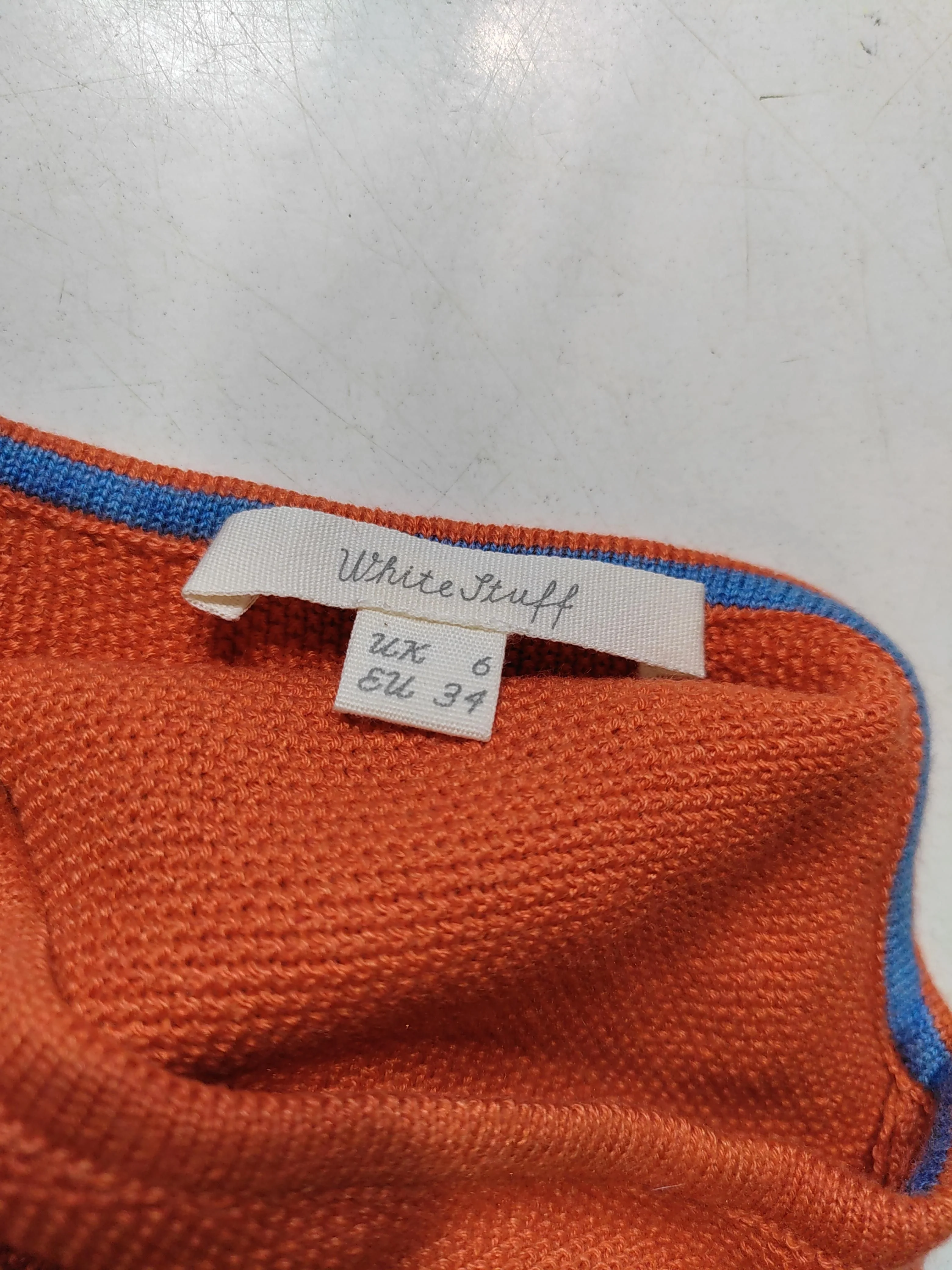 White Stuff Women's Jumper UK 6 Orange Cotton with Lyocell Modal V-Neck Pullover - Image 5